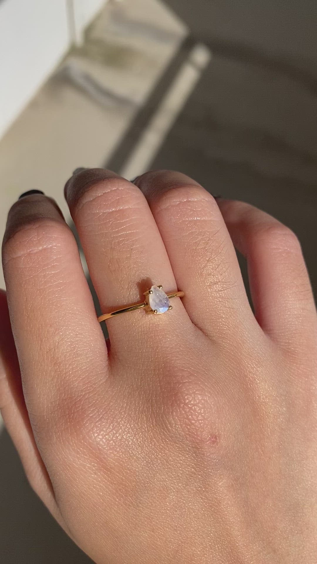 Moonstone Gemstone Ring with Dainty Gold Band MR-01
