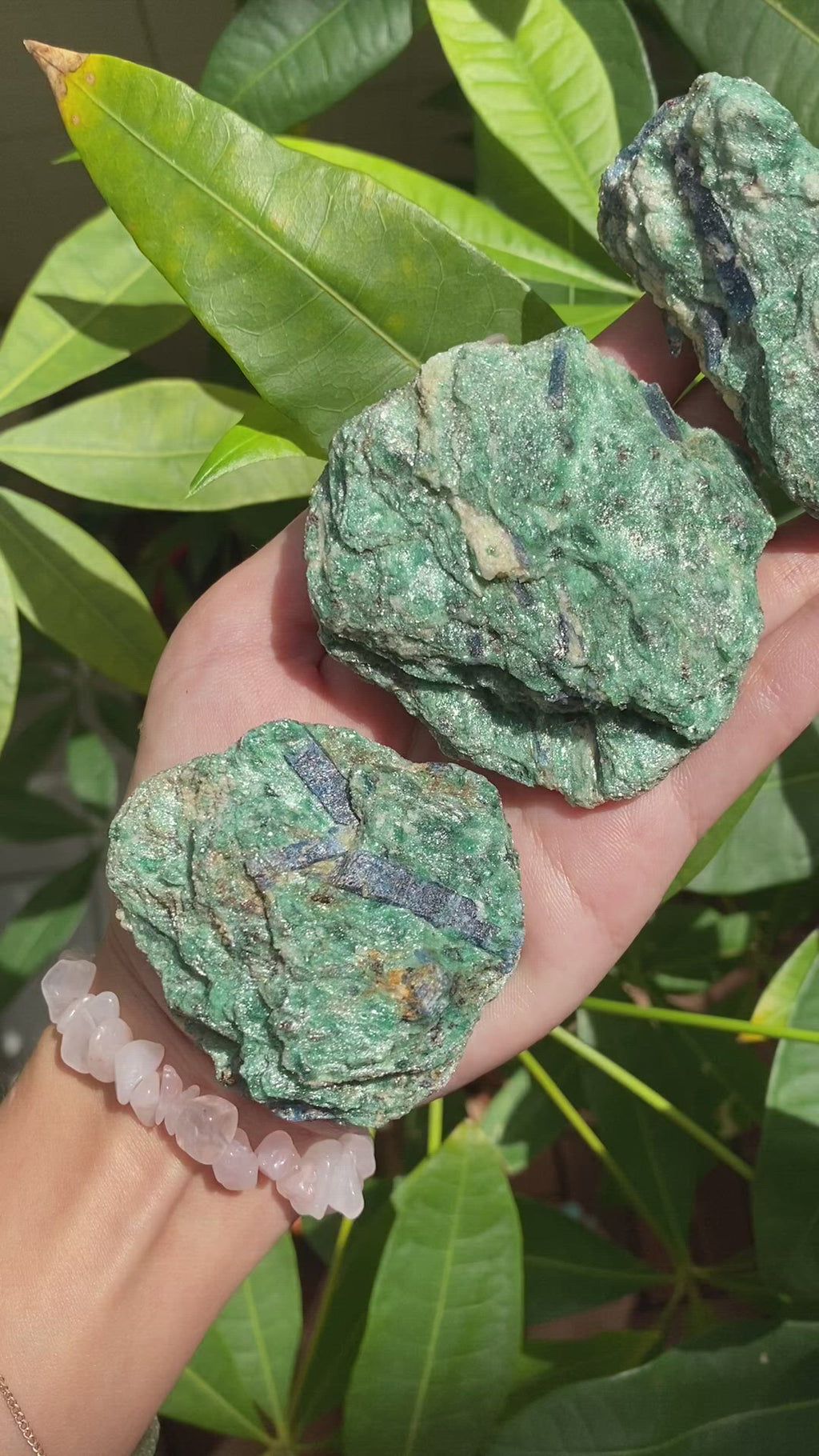 Fuchsite, Green Aventurine and Blue Kyanite with Mica Sparkly Raw Specimens