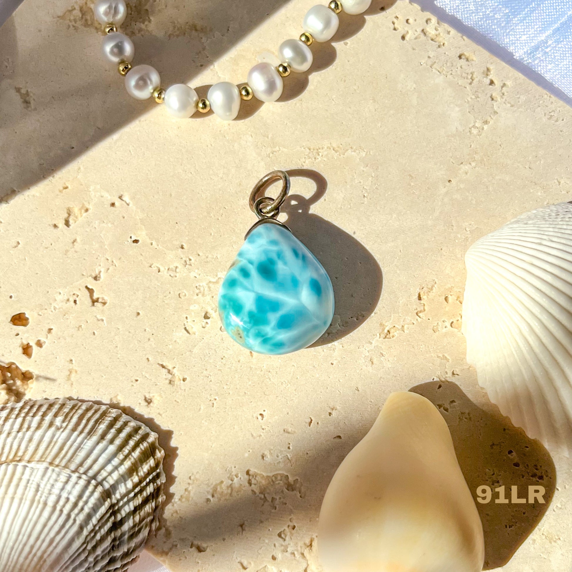 Rare Larimar Teardrop Pendant