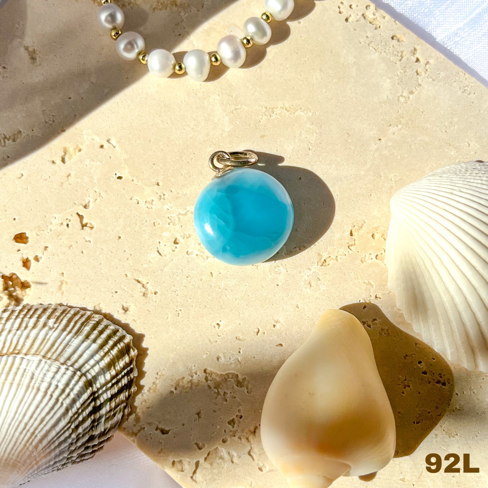Rare Larimar Round Pendant