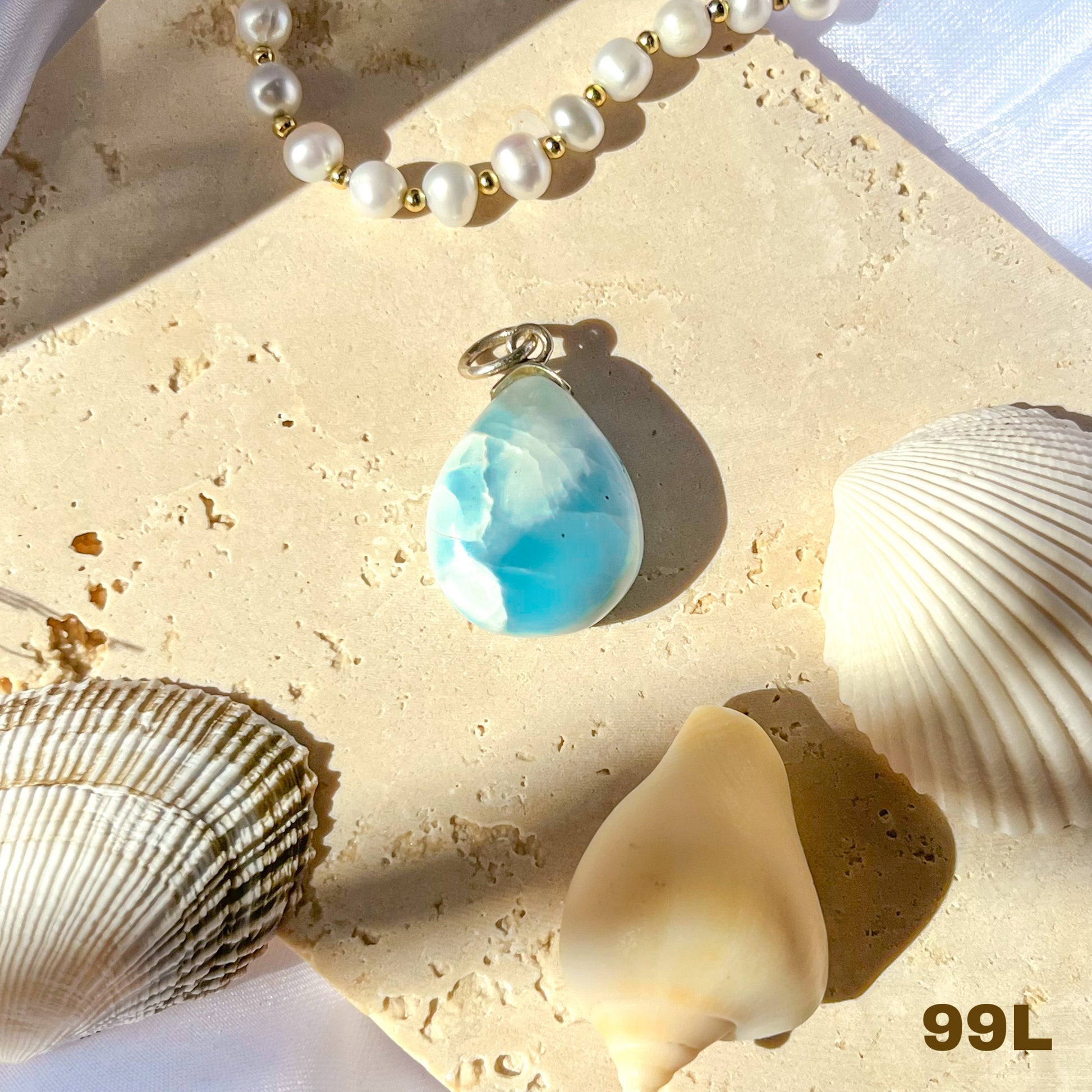Rare Larimar Teardrop Pendant