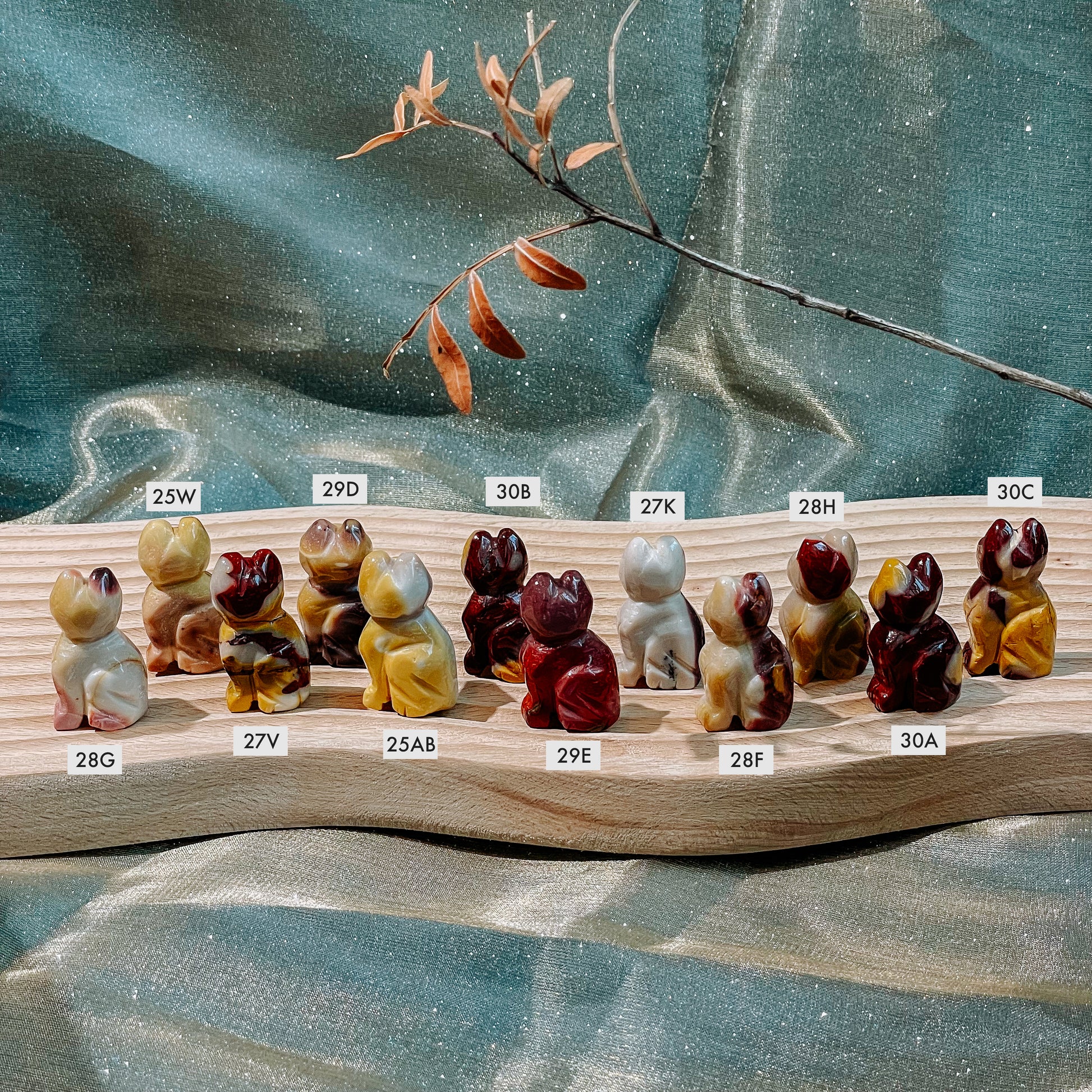 Mookaite Jasper Dog and Cat Carvings