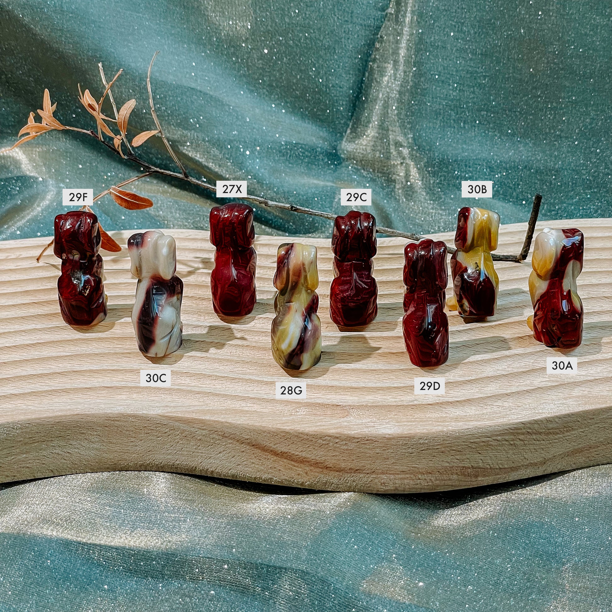 Mookaite Jasper Dog and Cat Carvings