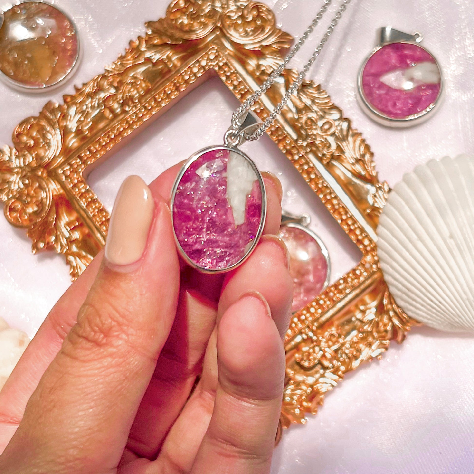 Russian Tourmaline Bicolor Gemstone Pendants in Pink and Orange