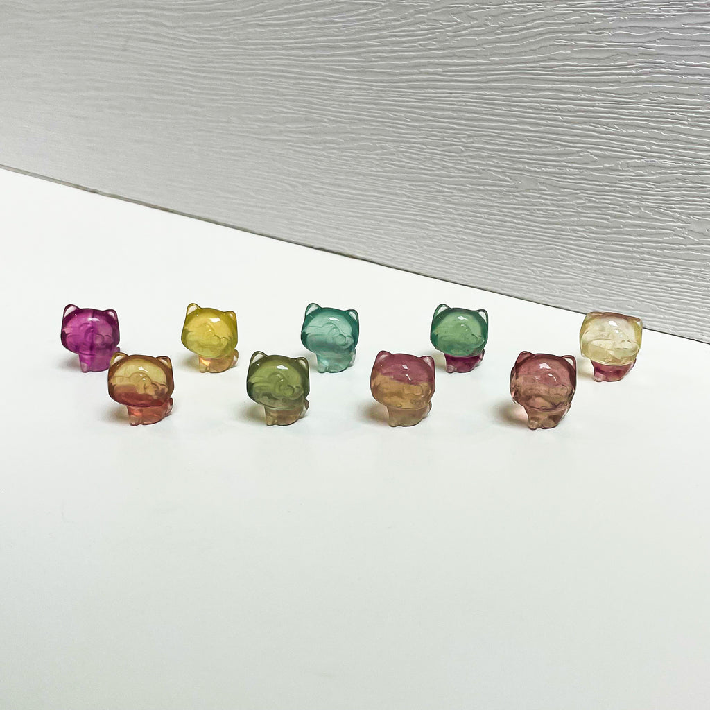 Mini Fluorite Hello Kitty Carvings