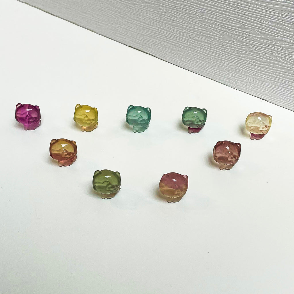 Mini Fluorite Hello Kitty Carvings