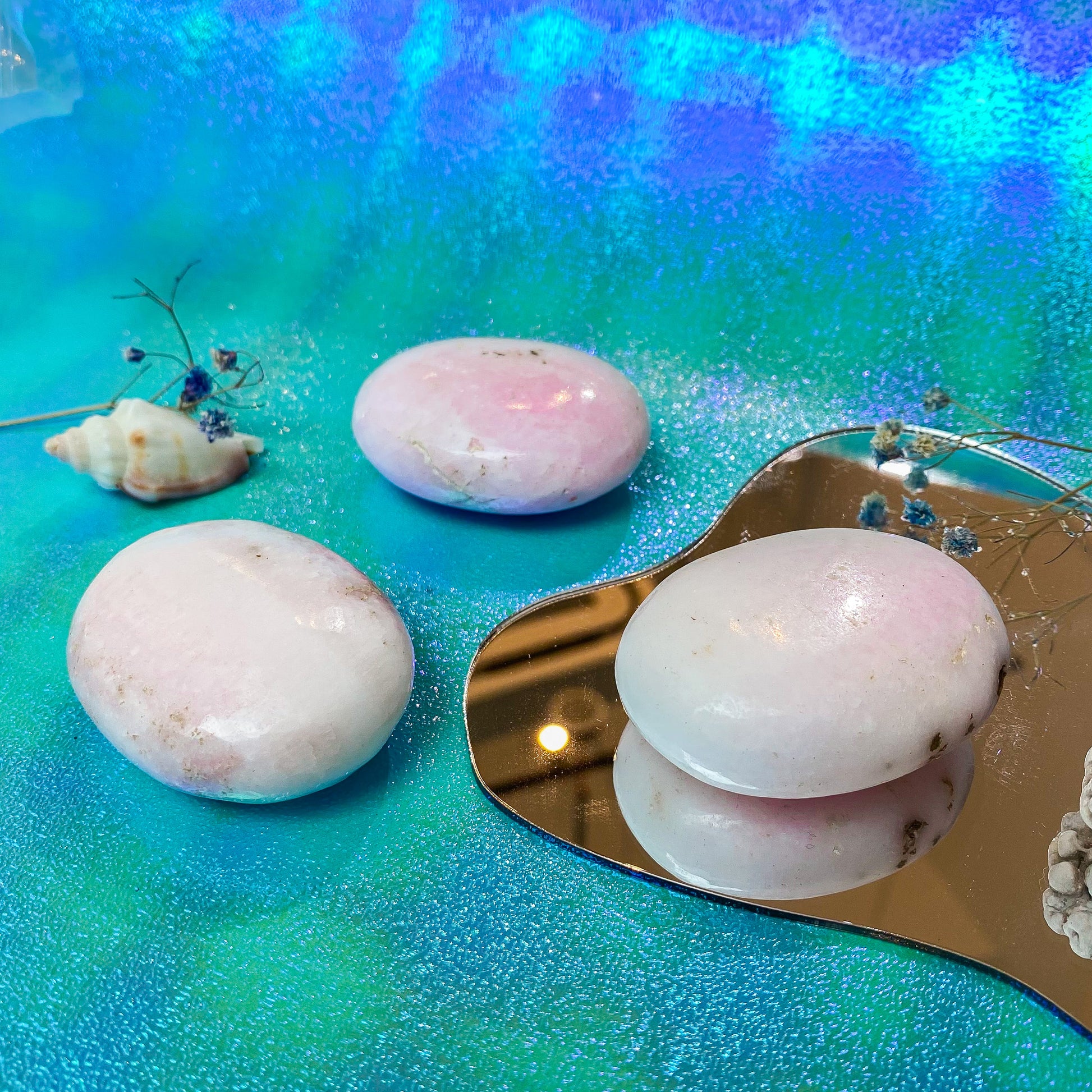 Pink Aragonite Palm Stone