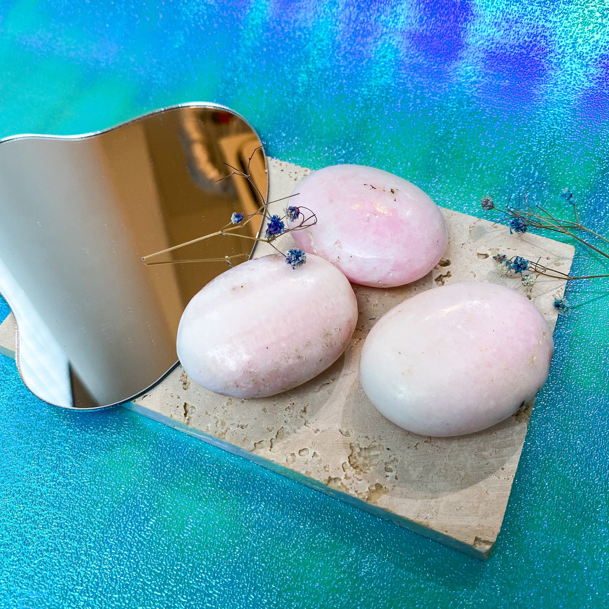 Pink Aragonite Palm Stone