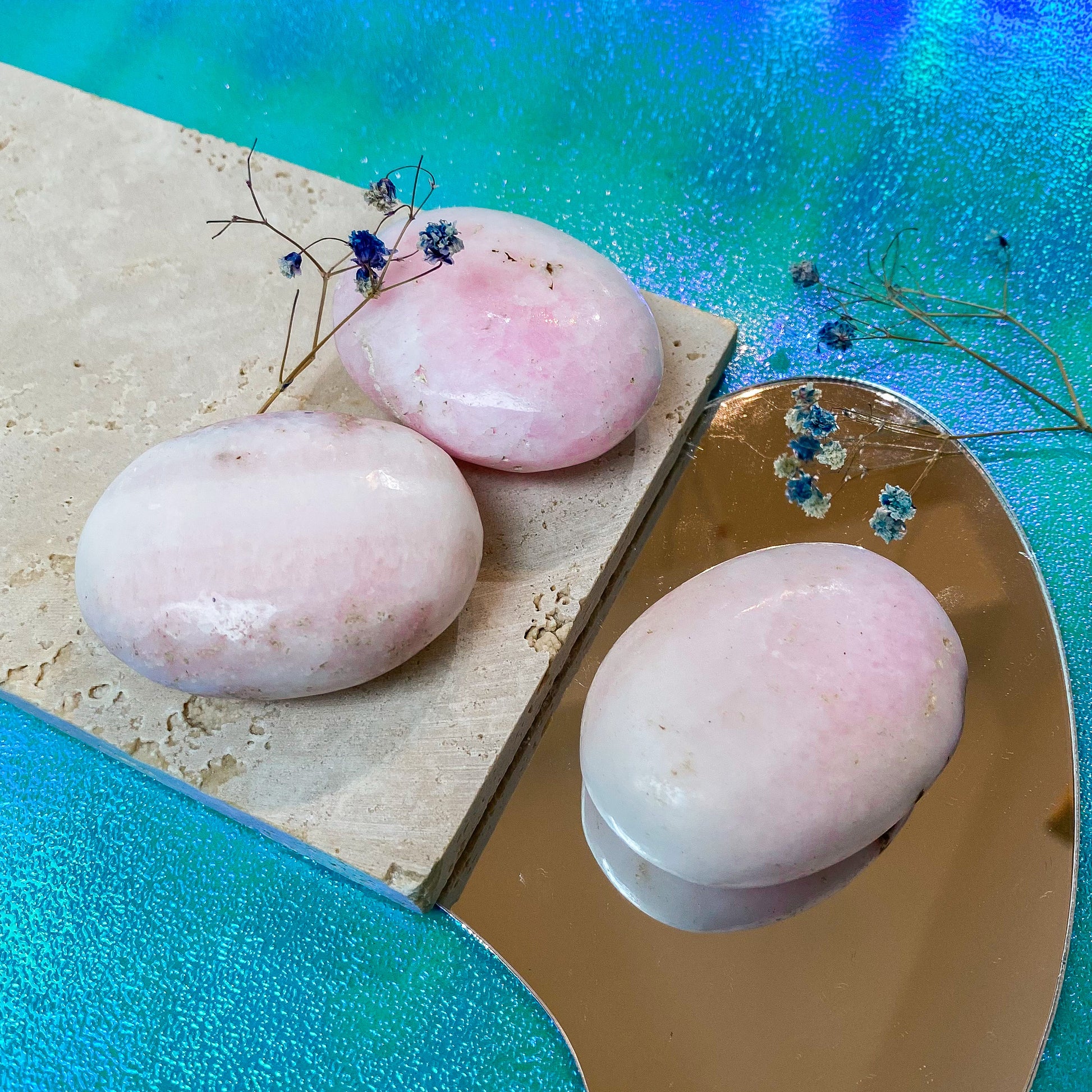 Pink Aragonite Palm Stone