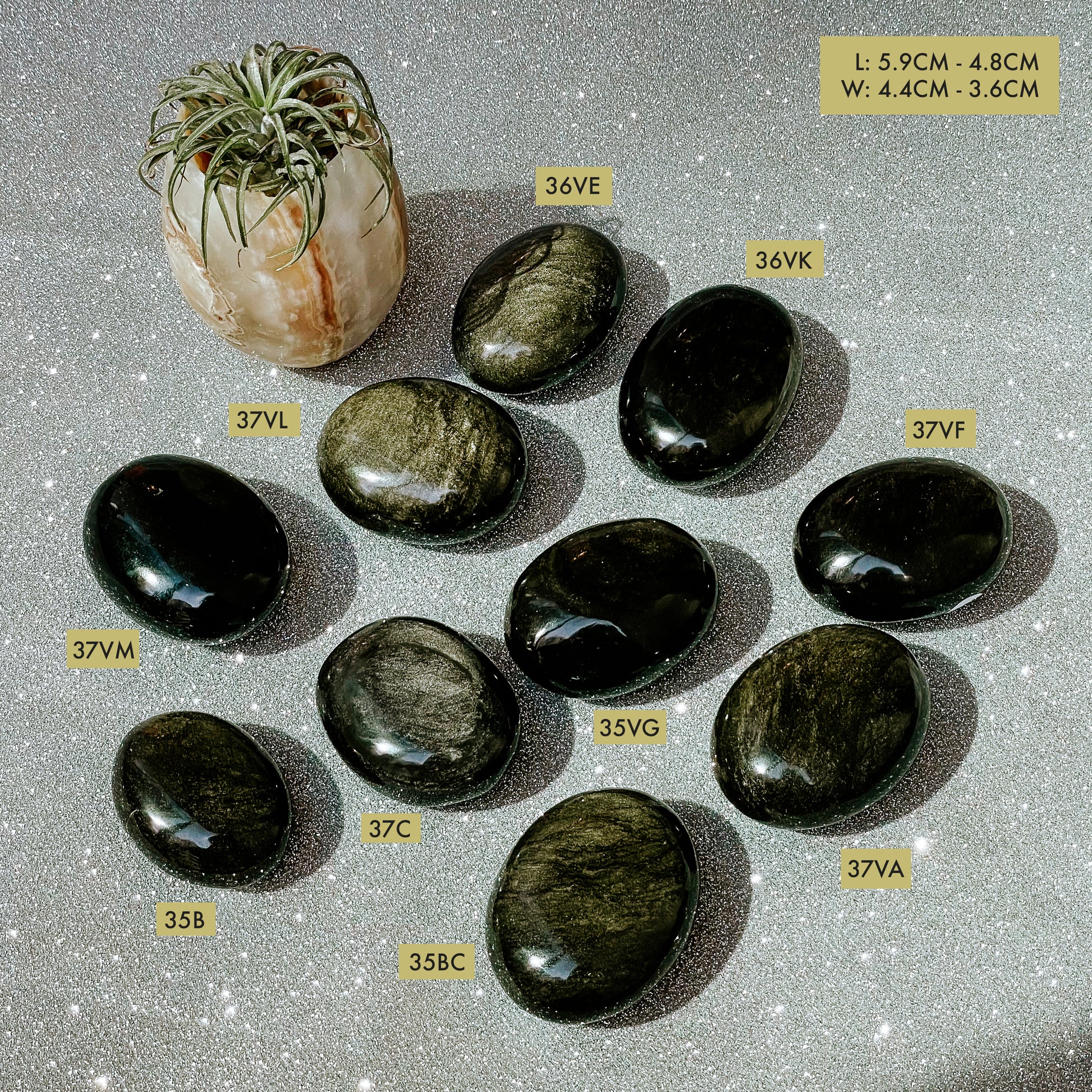 Gold Sheen Obsidian Palm Stones