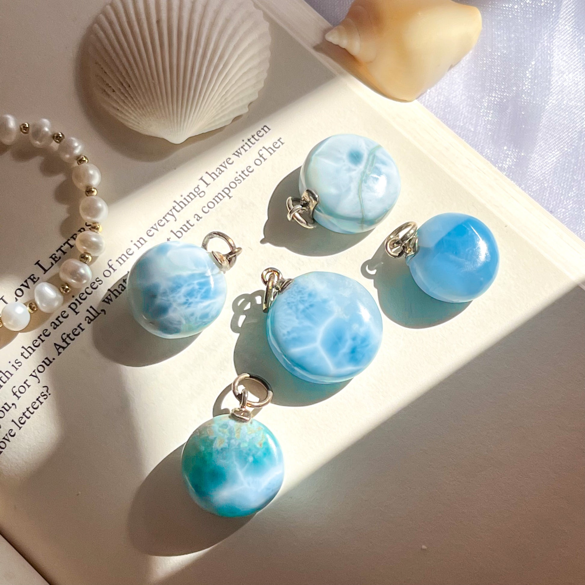 Rare Larimar Round Pendant