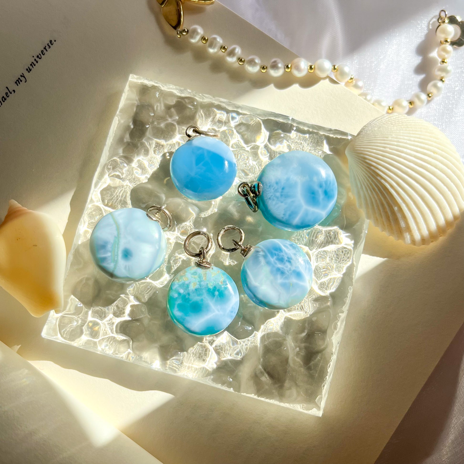 Rare Larimar Round Pendant