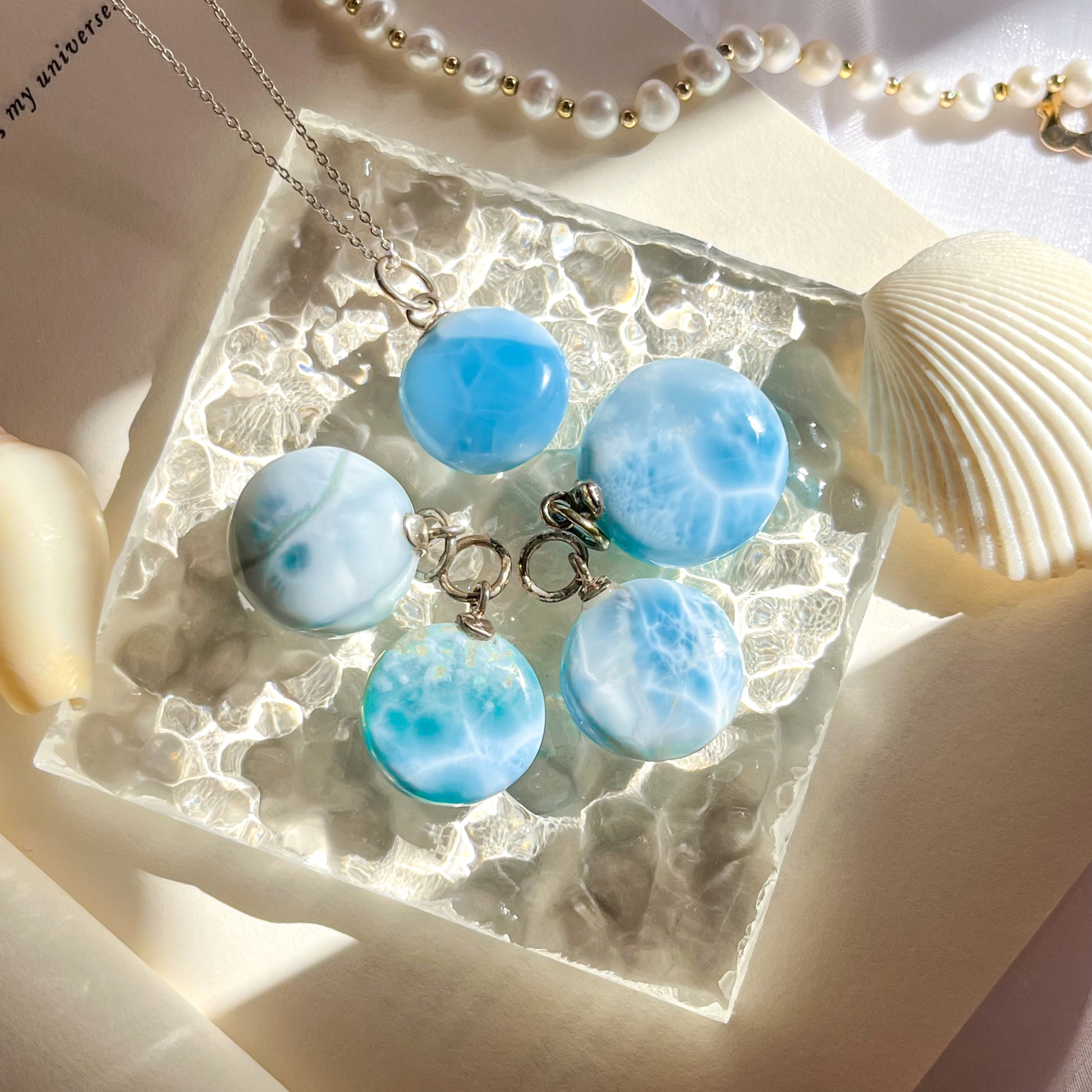 Rare Larimar Round Pendant