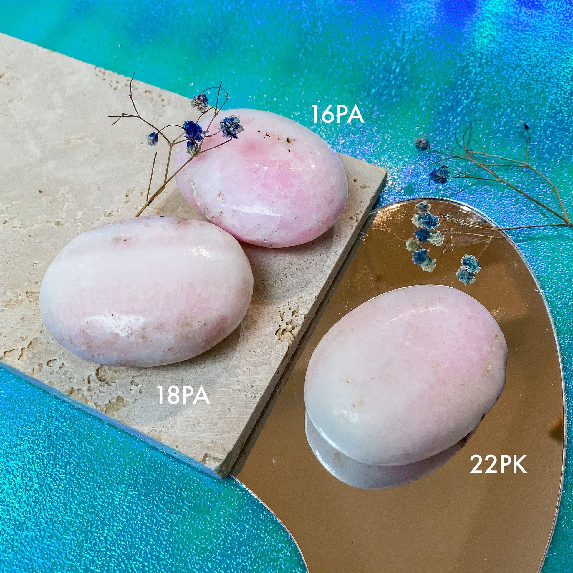 Pink Aragonite Palm Stone