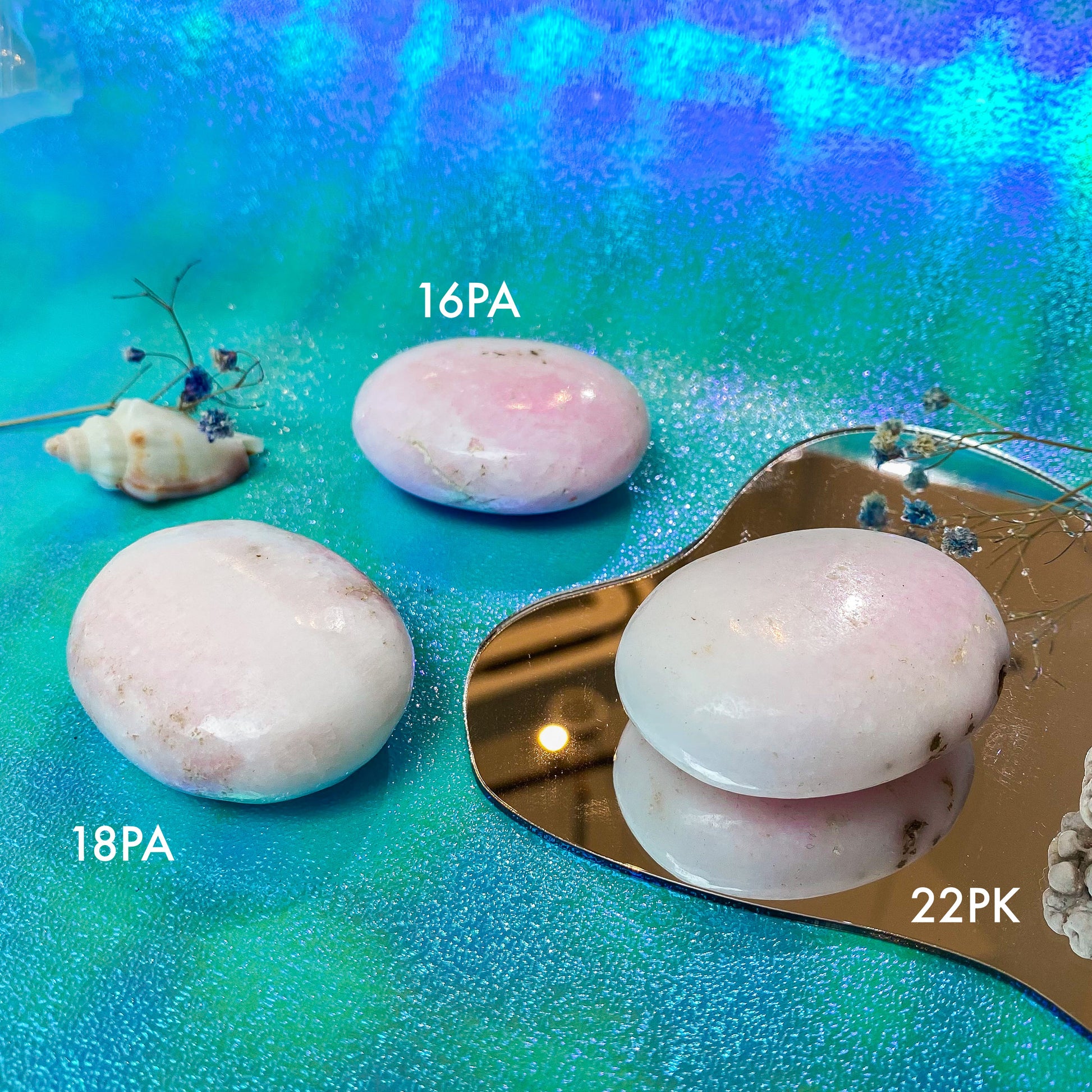 Pink Aragonite Palm Stone