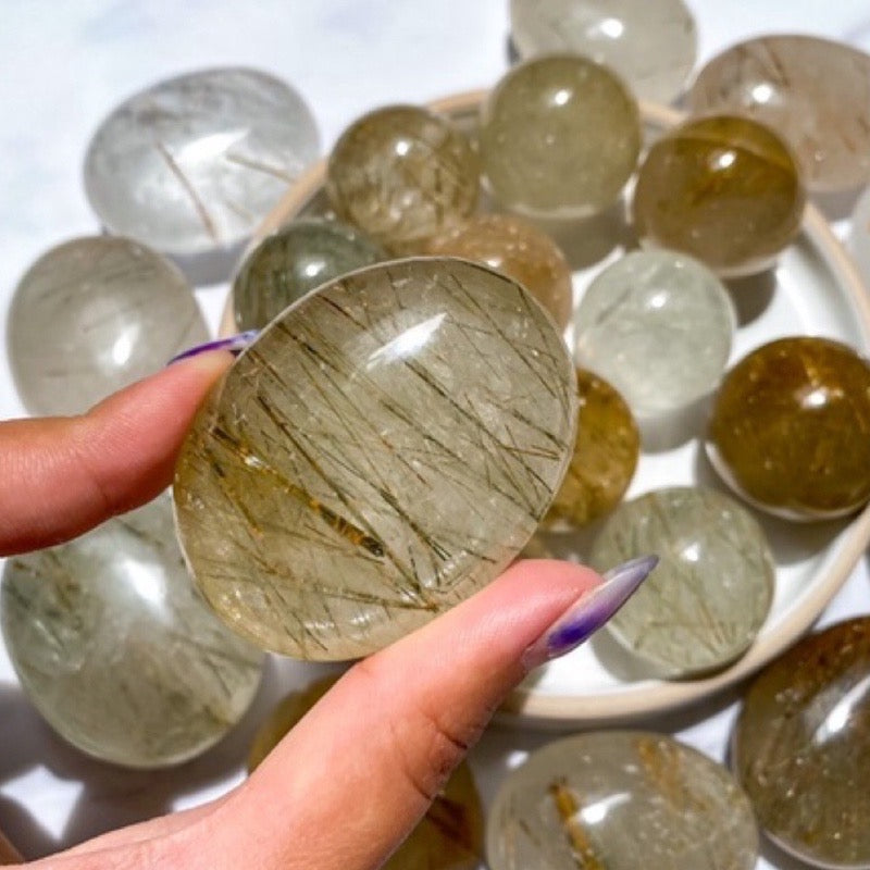 High Quality Rutilated Quartz Crystal Palms and Spheres (Rutile Quartz) for Manifesting Abundance
