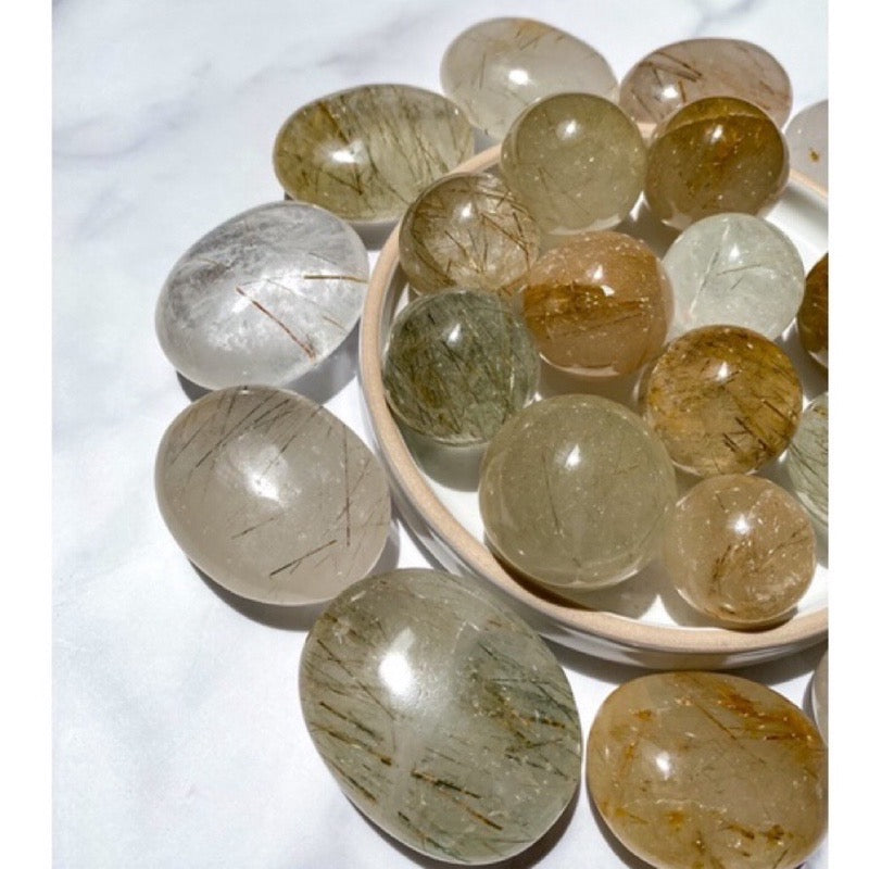 High Quality Rutilated Quartz Crystal Palms and Spheres (Rutile Quartz) for Manifesting Abundance