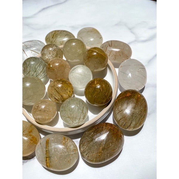 High Quality Rutilated Quartz Crystal Palms and Spheres (Rutile Quartz) for Manifesting Abundance