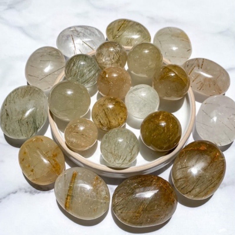 High Quality Rutilated Quartz Crystal Palms and Spheres (Rutile Quartz) for Manifesting Abundance