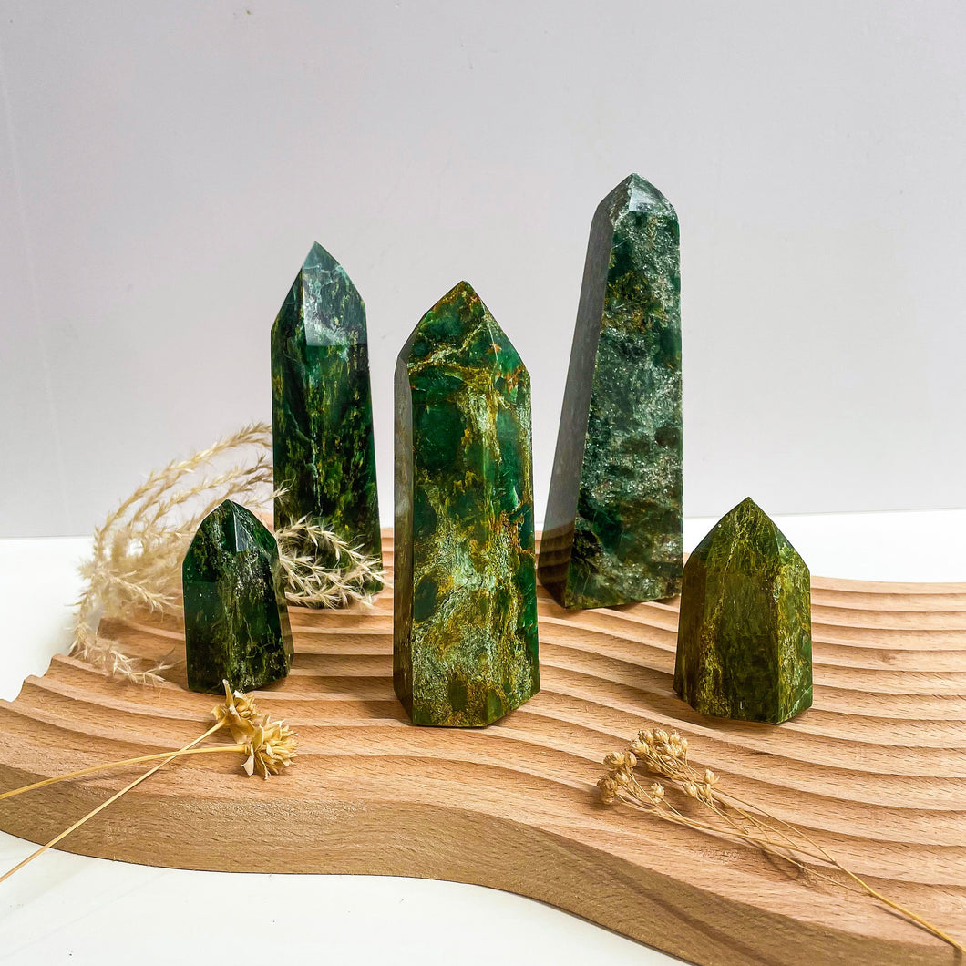 Jadeite with Iron and Quartz Inclusion Jade Towers from Brazil