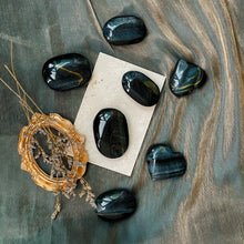 Load image into Gallery viewer, Blue Tigers Eye Palmstones and Hearts
