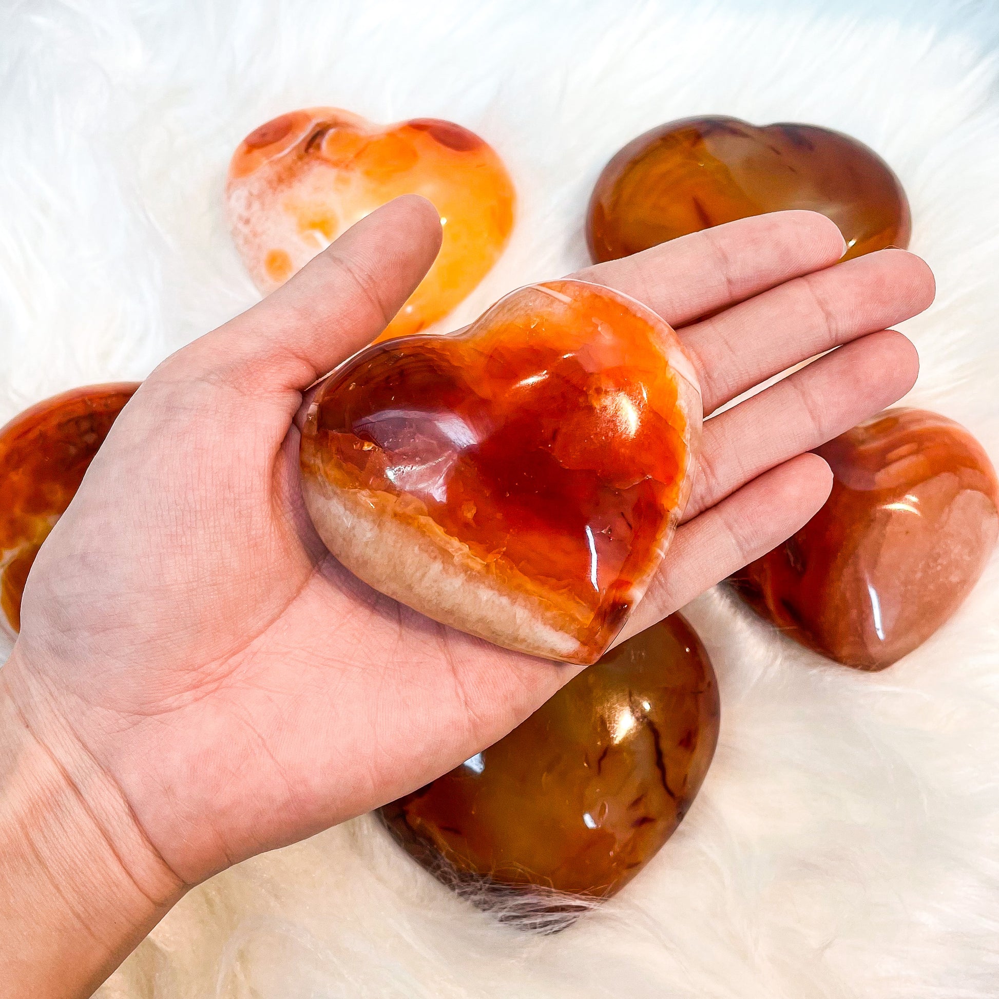Polished Carnelian Hearts