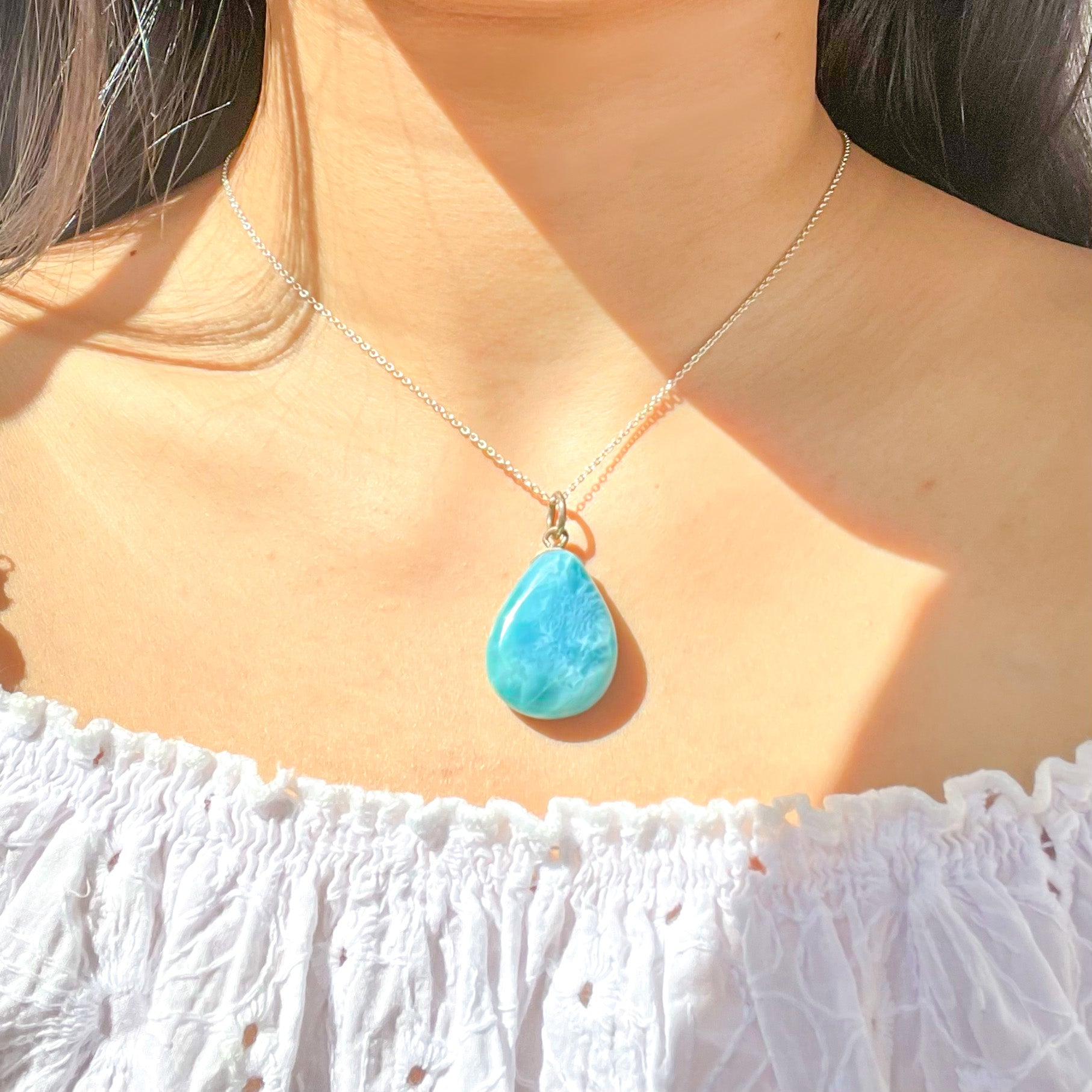 Rare Larimar Teardrop Pendant