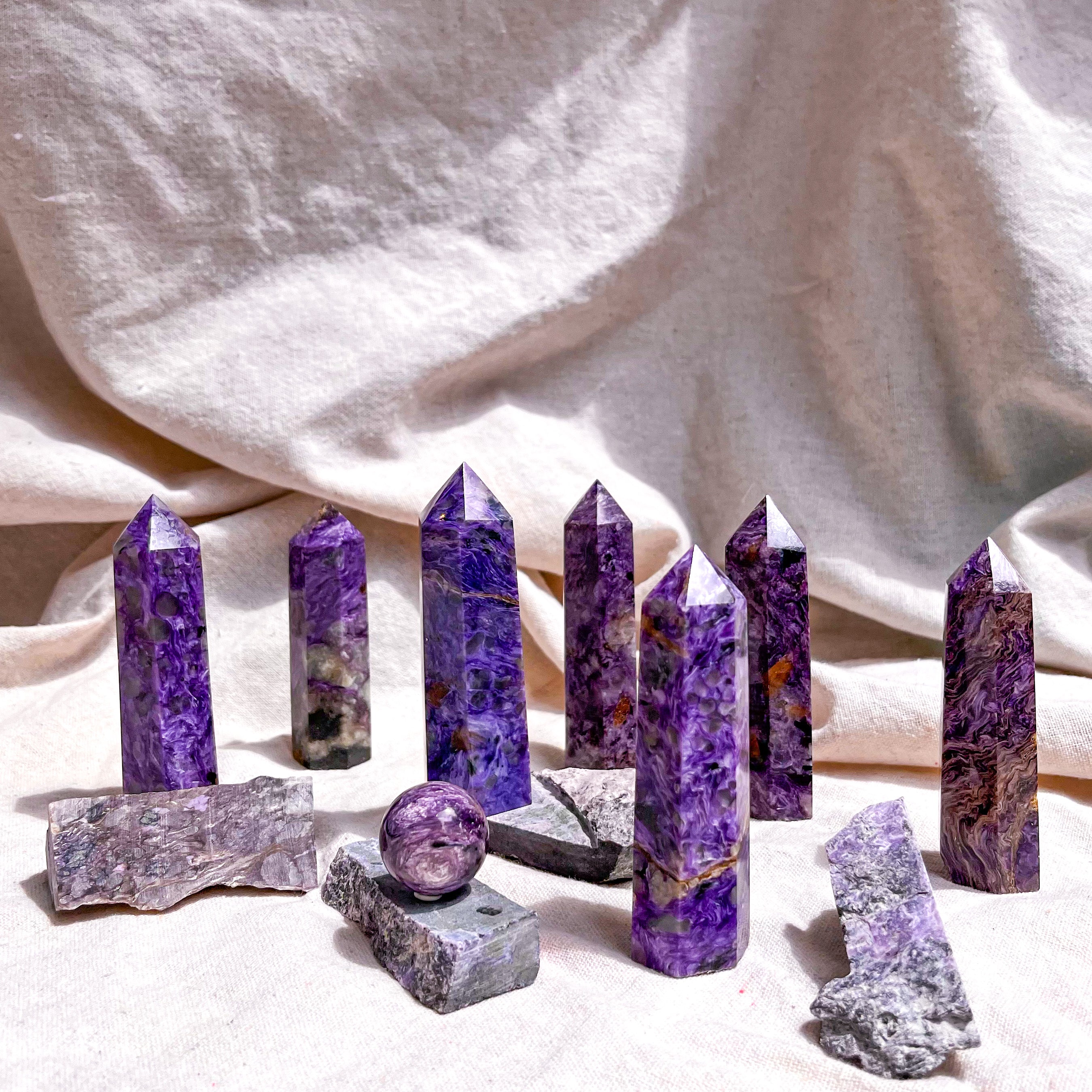 Rare Silky Charoite Tower