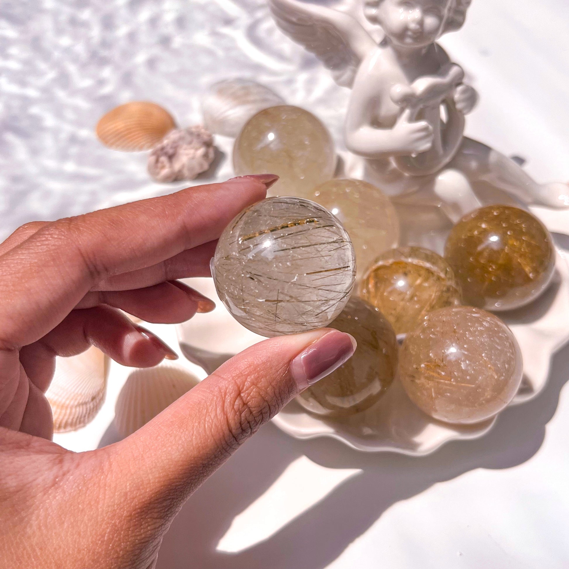 Golden Rutilated Quartz Mini Spheres
