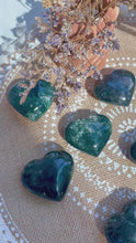 Load and play video in Gallery viewer, Moss Agate Puffy Hearts
