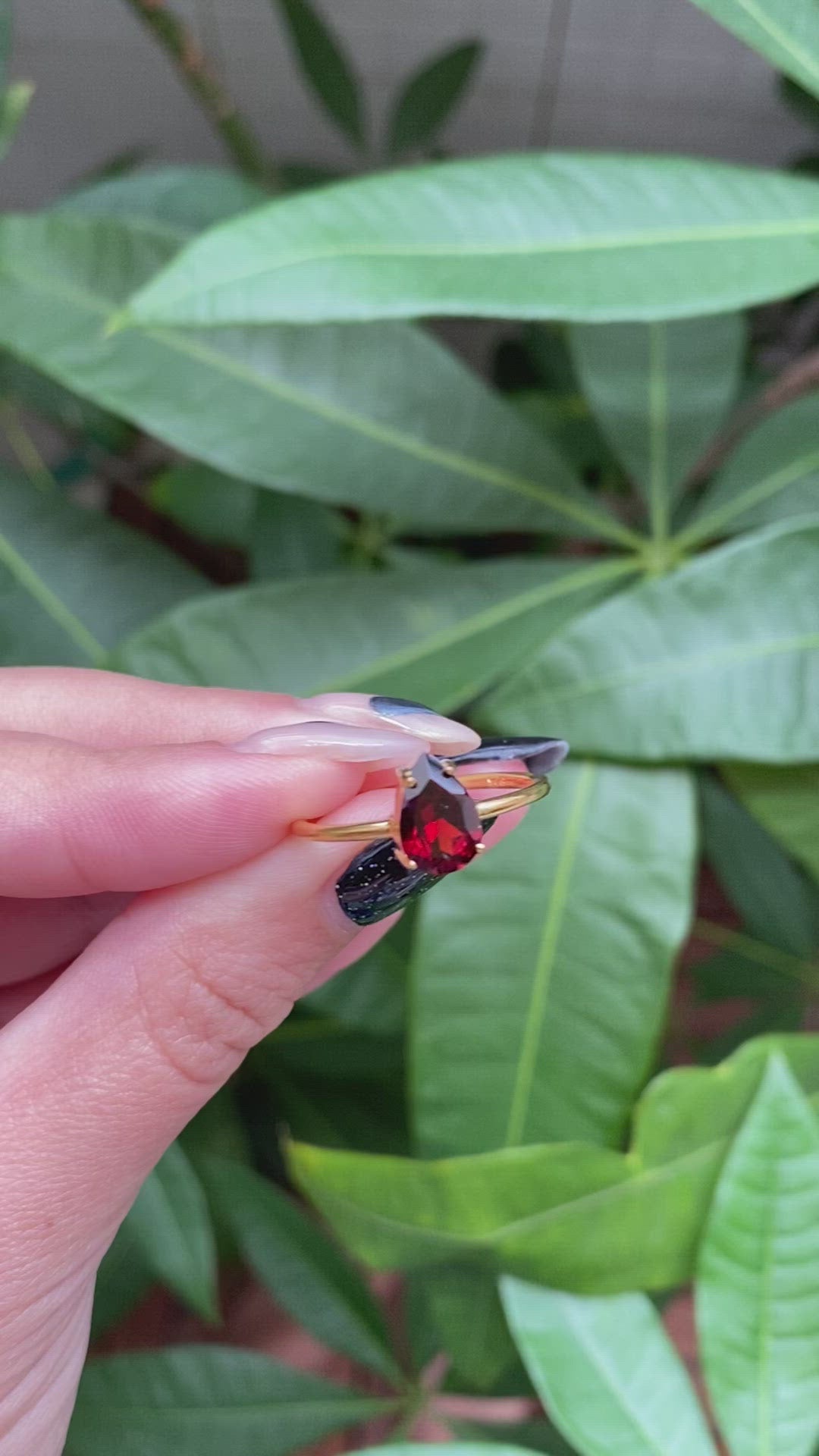 Garnet Gemstone Ring with Dainty Gold Band GR-01