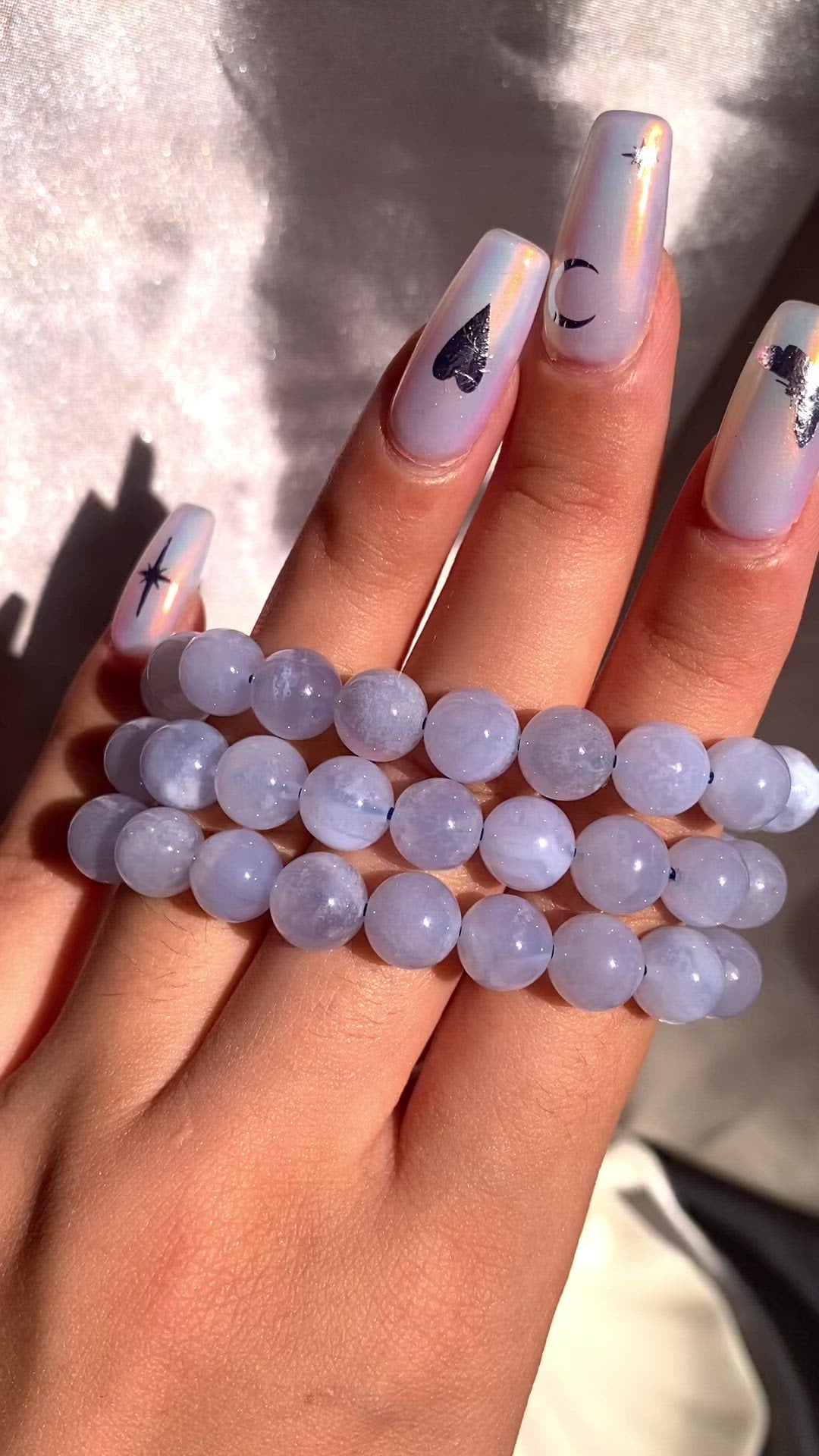 Blue Lace Agate Bead Bracelet