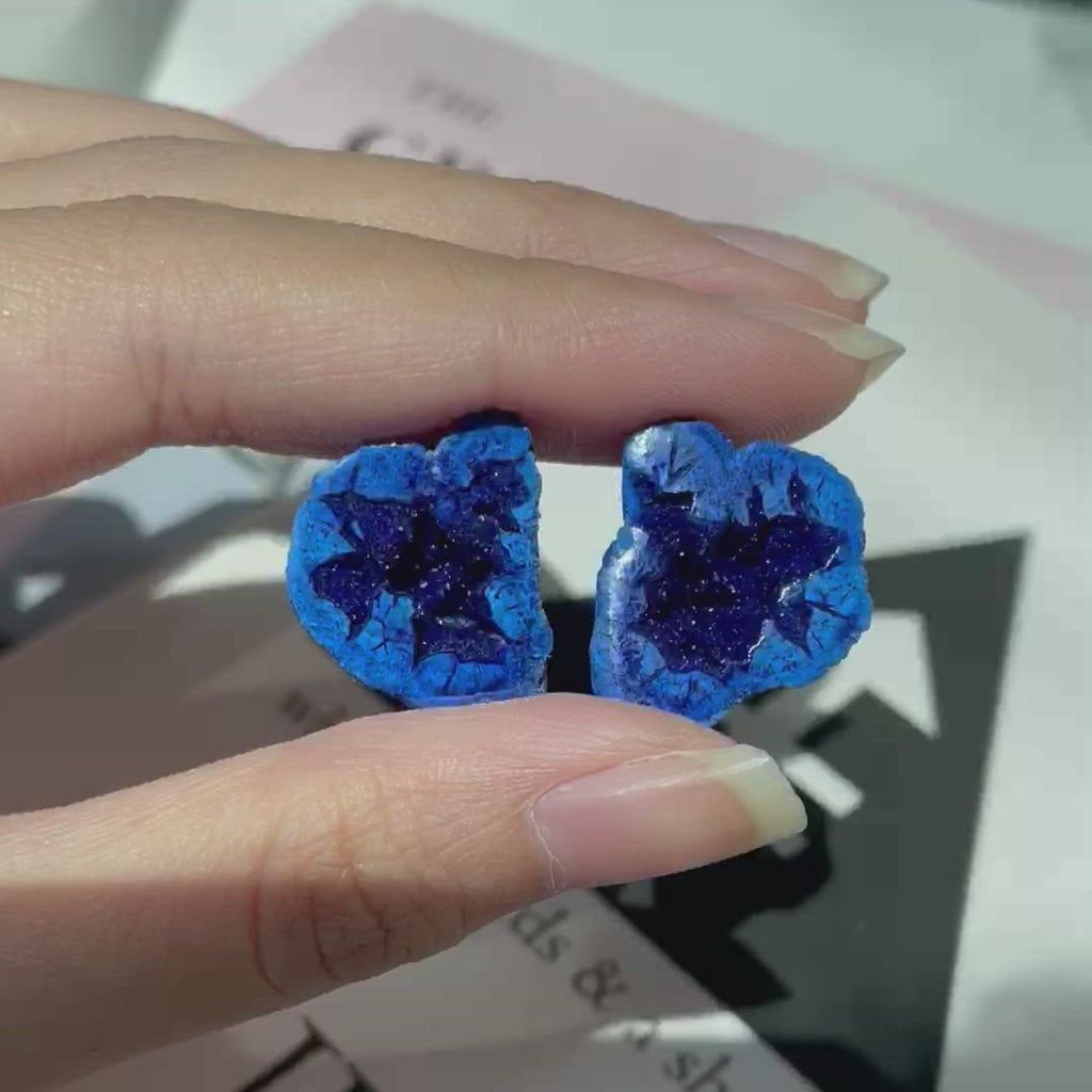 Rare Russian Azurite Blueberry Geode Pairs