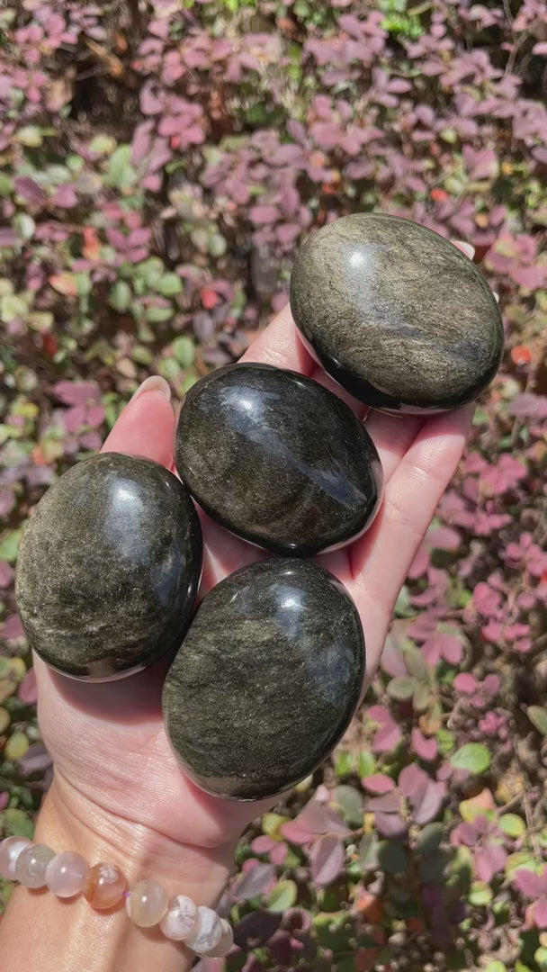 Gold Sheen Obsidian Palm Stones