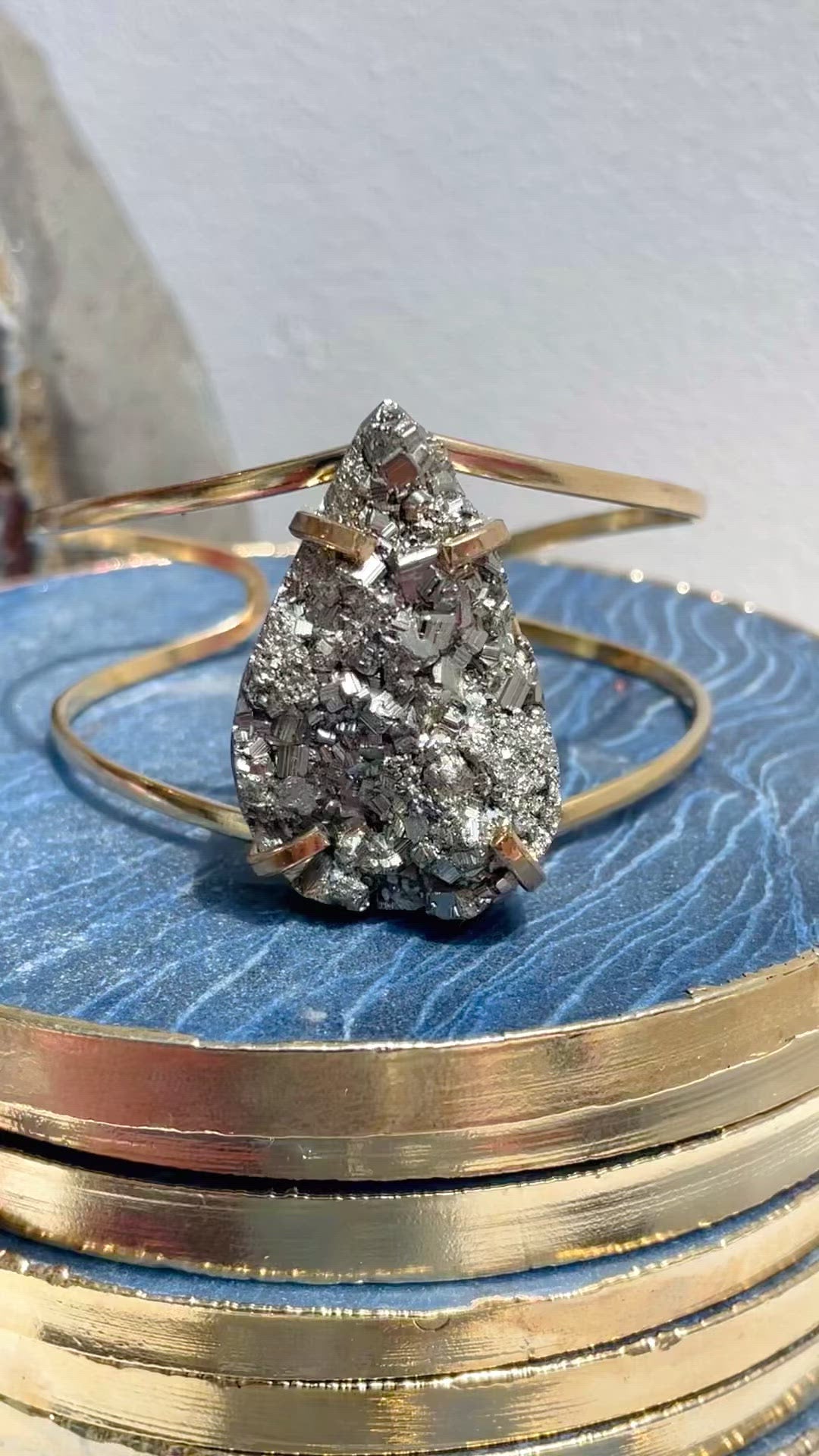 Druzy Pyrite Cuff Gold Bangles