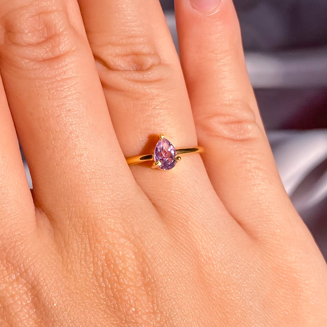 Amethyst Gemstone in Dainty Gold Filled