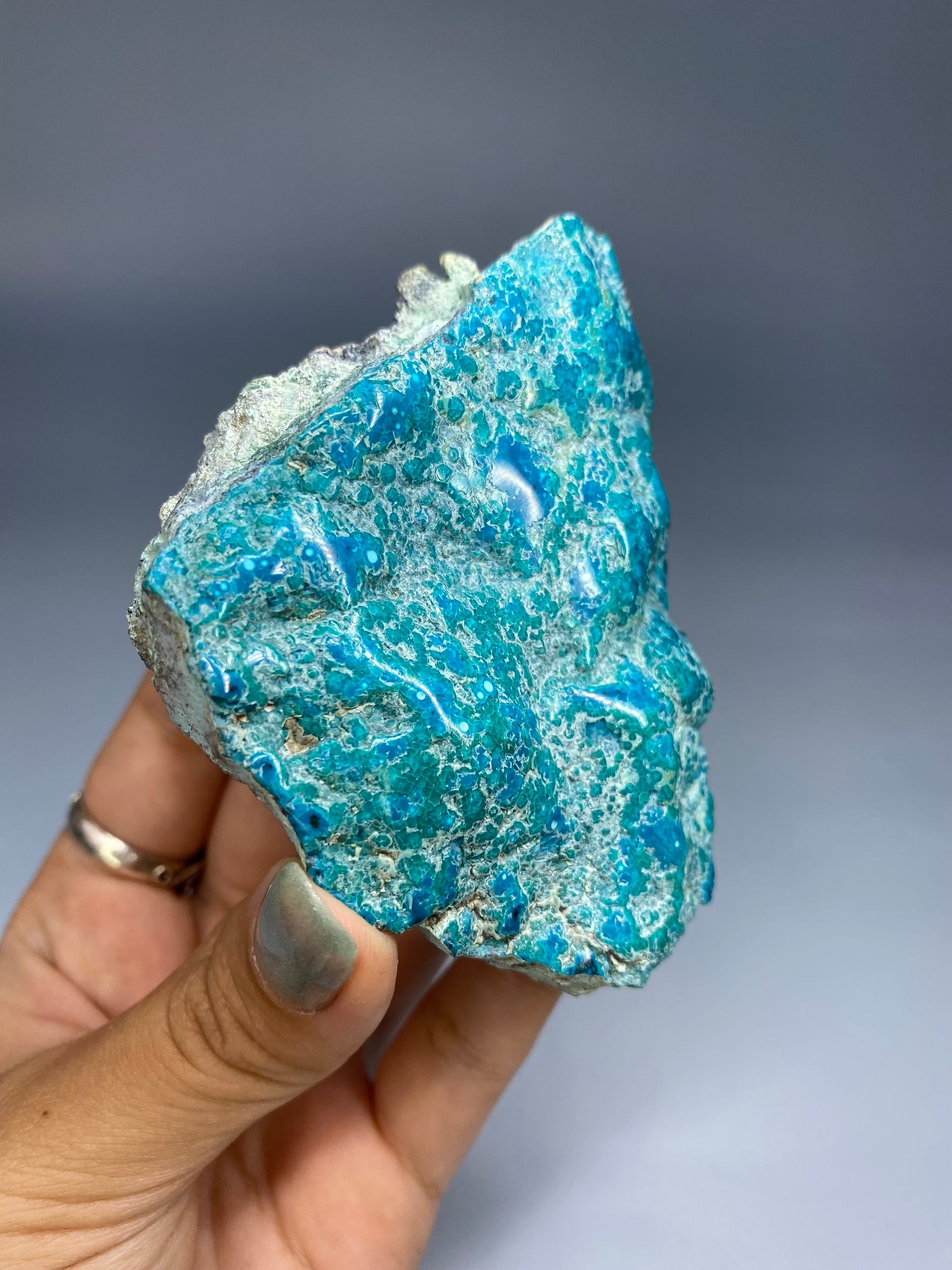 Semi-Polished Chrysocolla on Matrix E