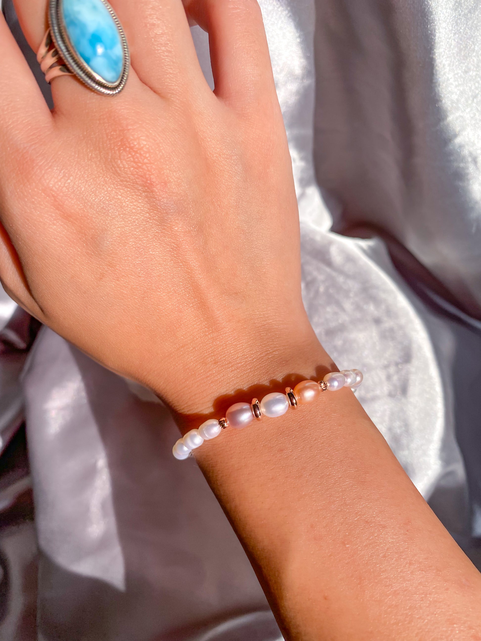 Ethereal Tricolor Natural Freshwater Pearl Bracelet