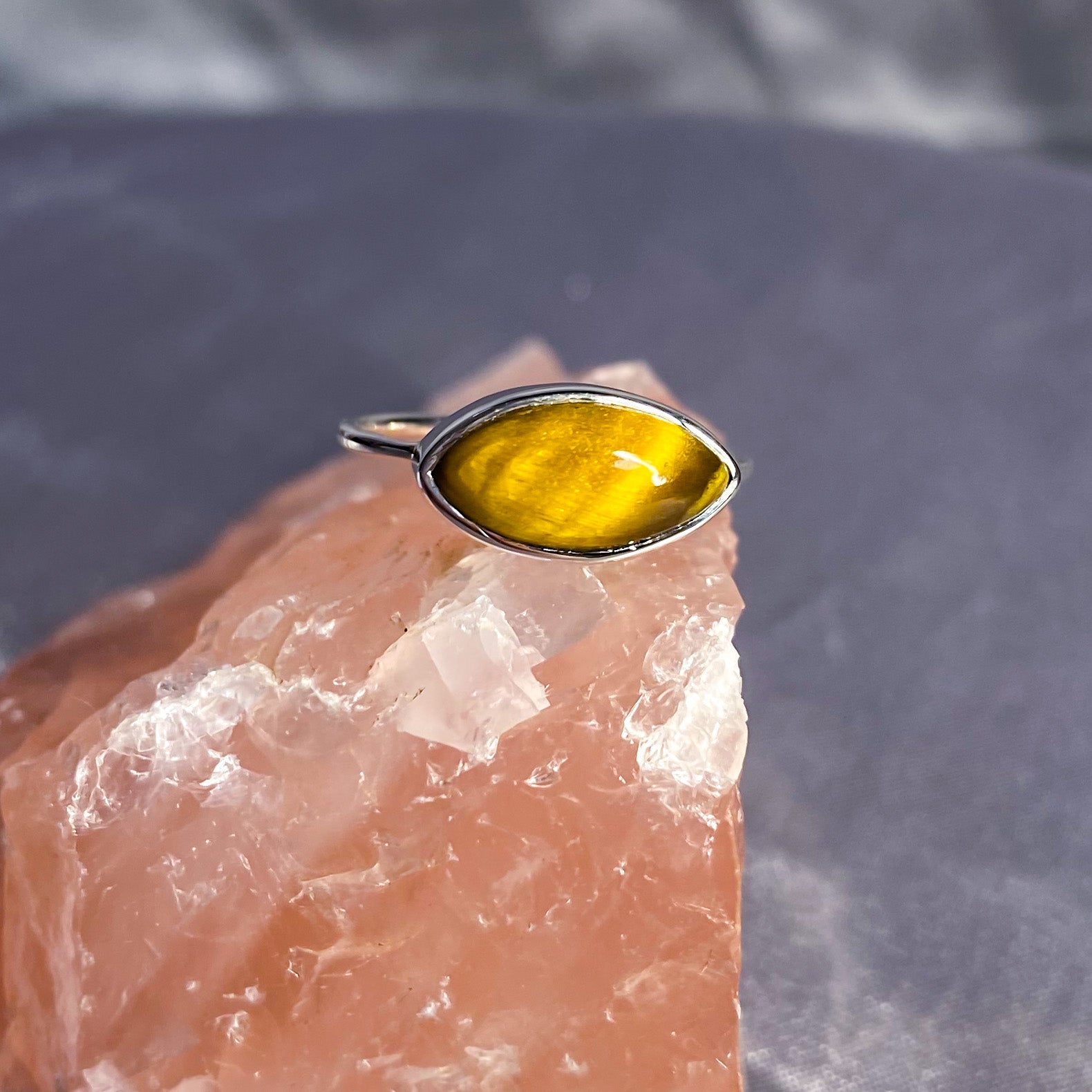 Tiger Eye “Eye” Ring in Simple Setting