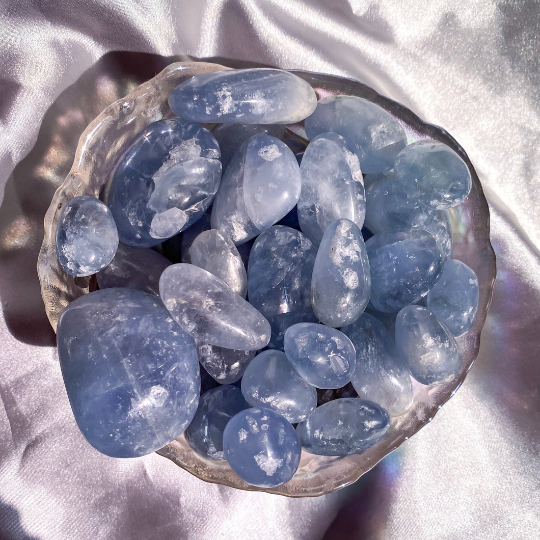 Celestite Tumbles - Gemmy and Flashy Pocket Pieces for Crystal Gridding