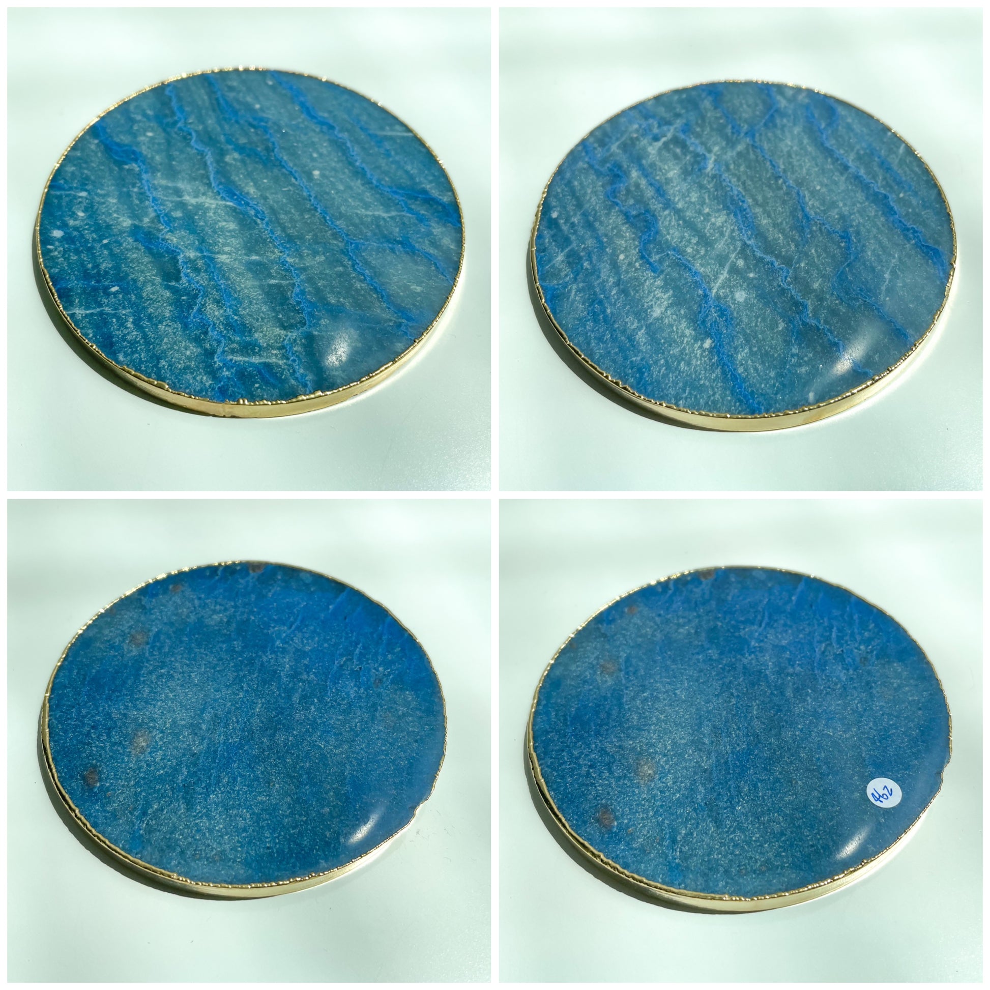 Blue Quartz Large Gold Edged Coasters Platters