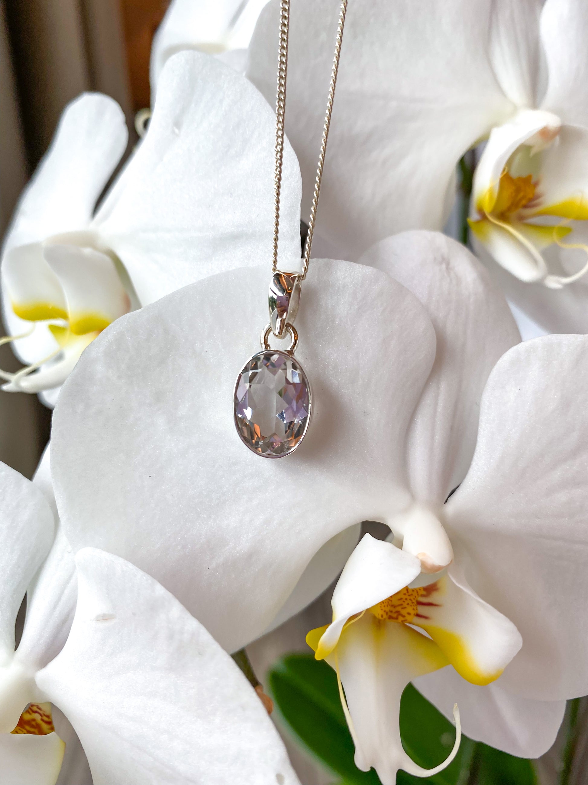 Clear Quartz Faceted Gemstone Pendant