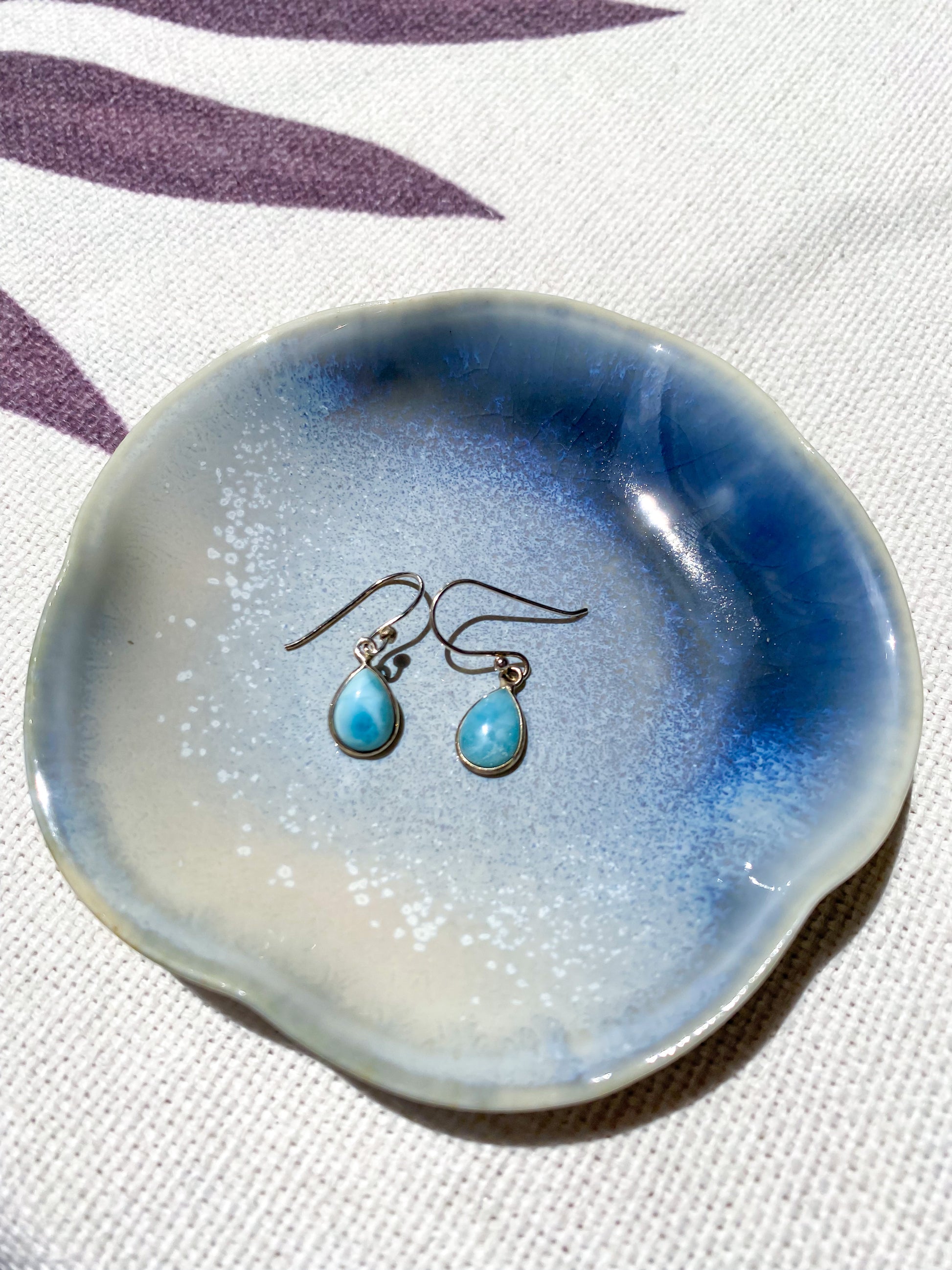 Larimar Sterling Silver Drop Earrings