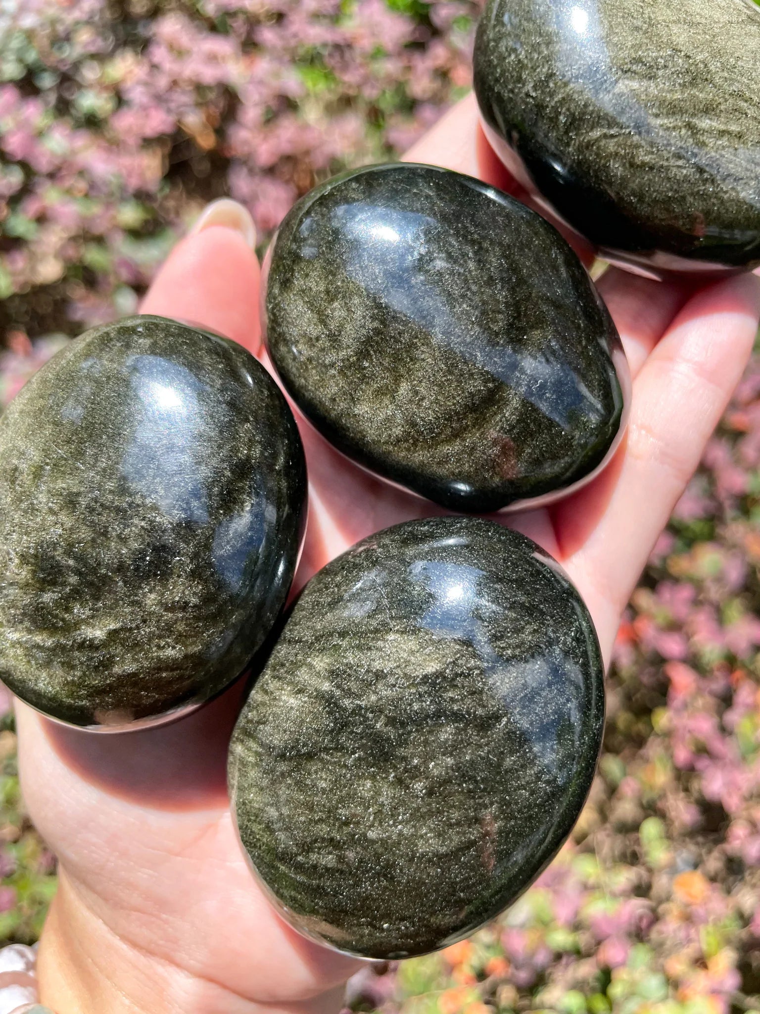 Gold Sheen Obsidian Palm Stones