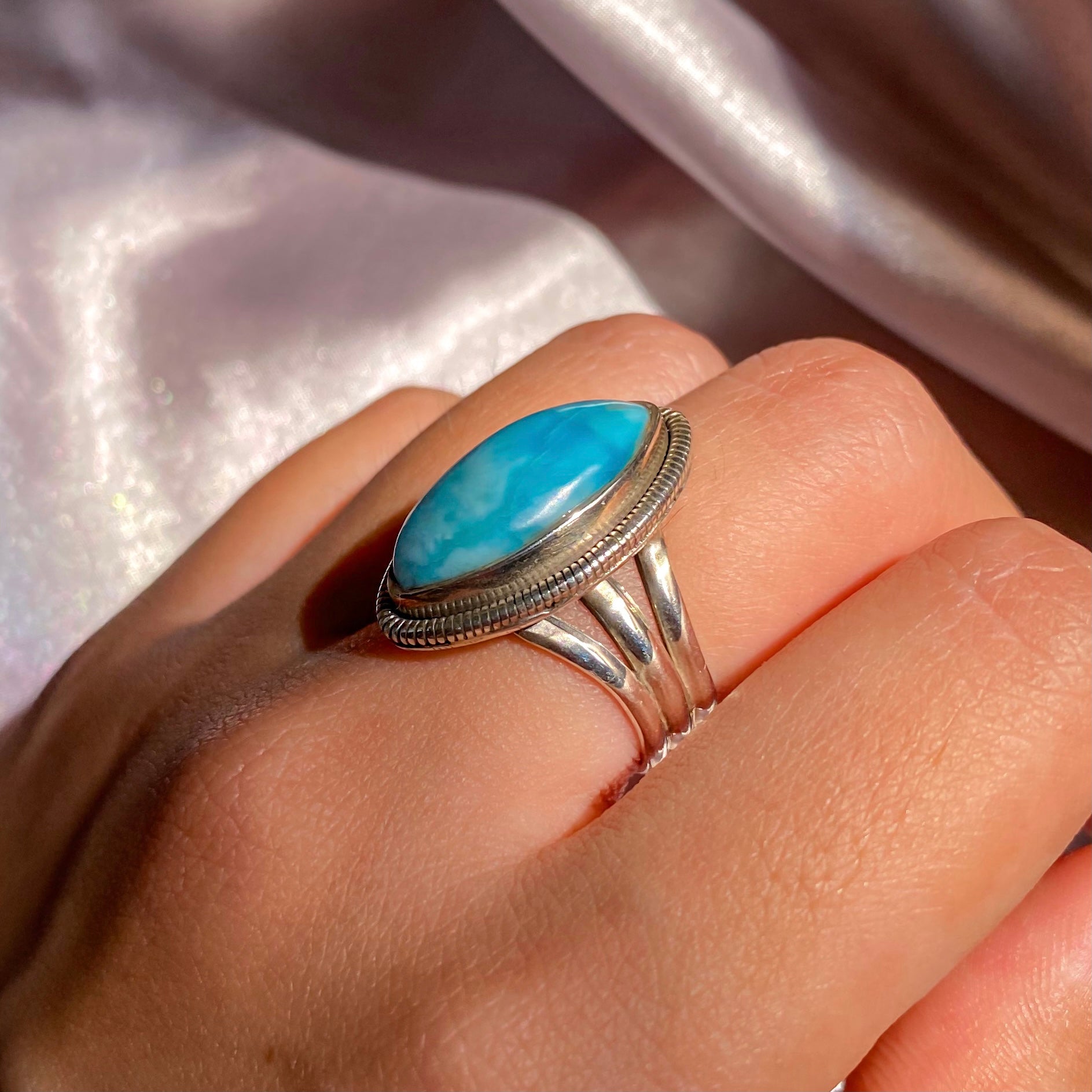 Larimar Marquise Silver Ring LR-01