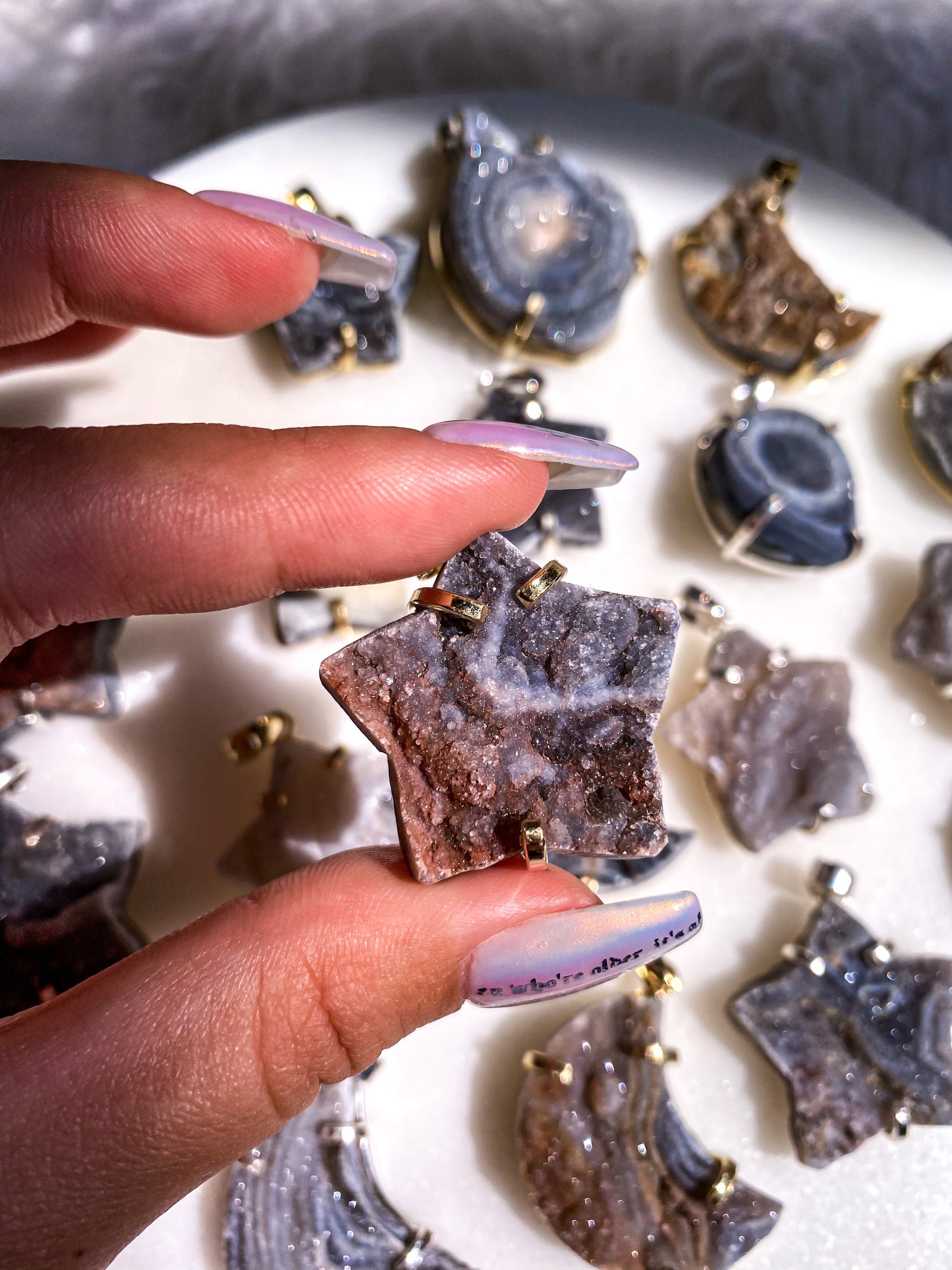 Druzy Chalcedony Pendants/Keychains