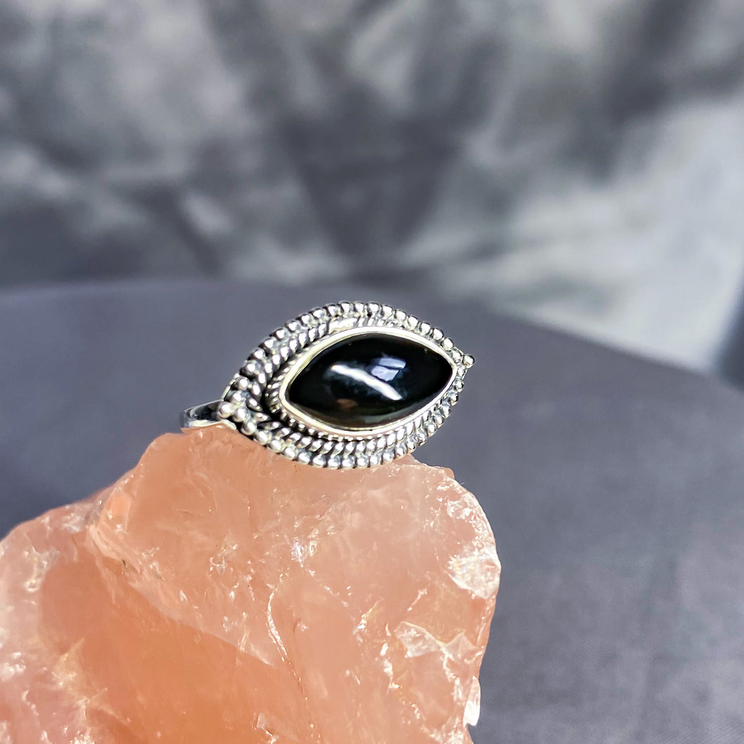 Black Onyx “Eye” Ring in Intricate Setting