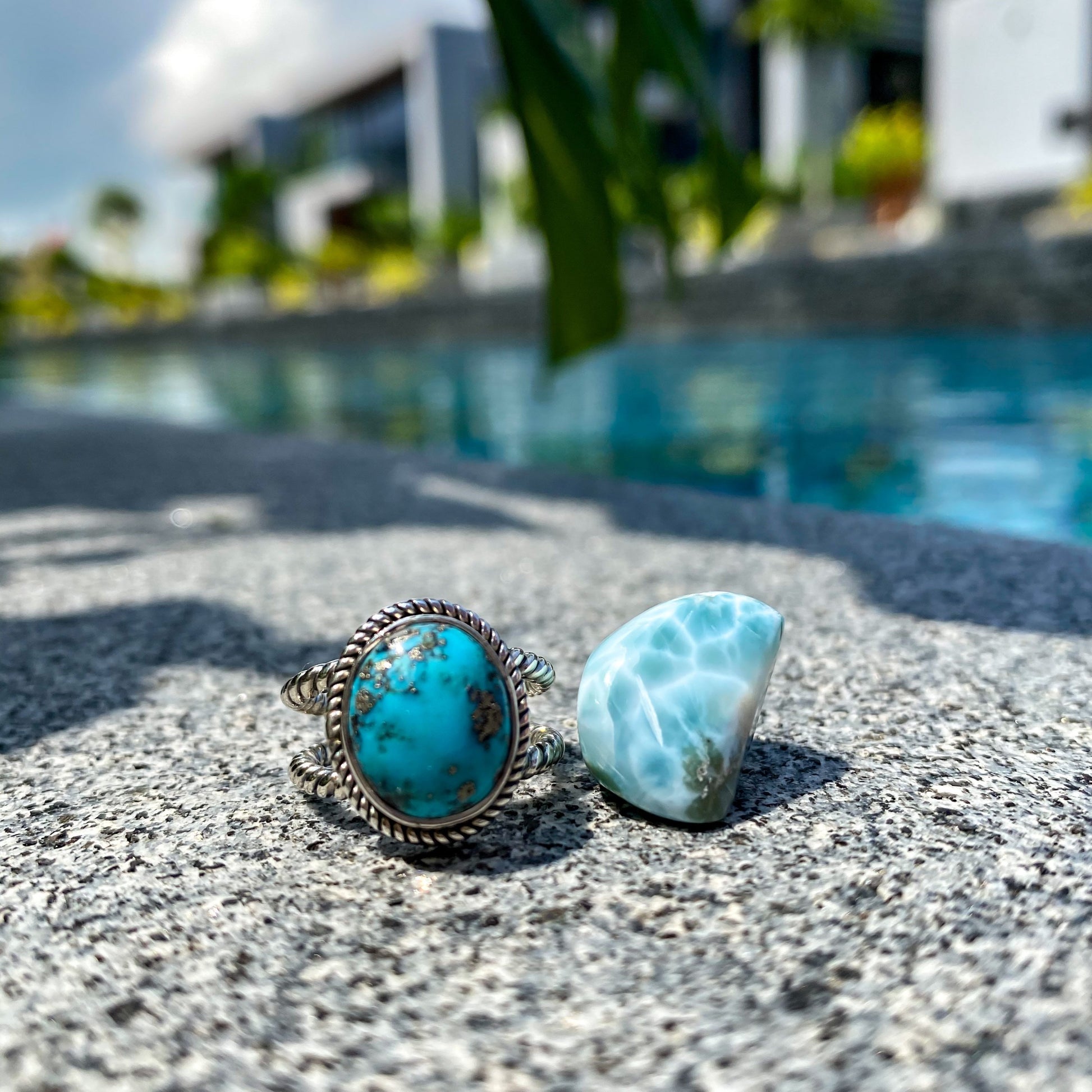 Arizona Turquoise Rope Double Band Ring