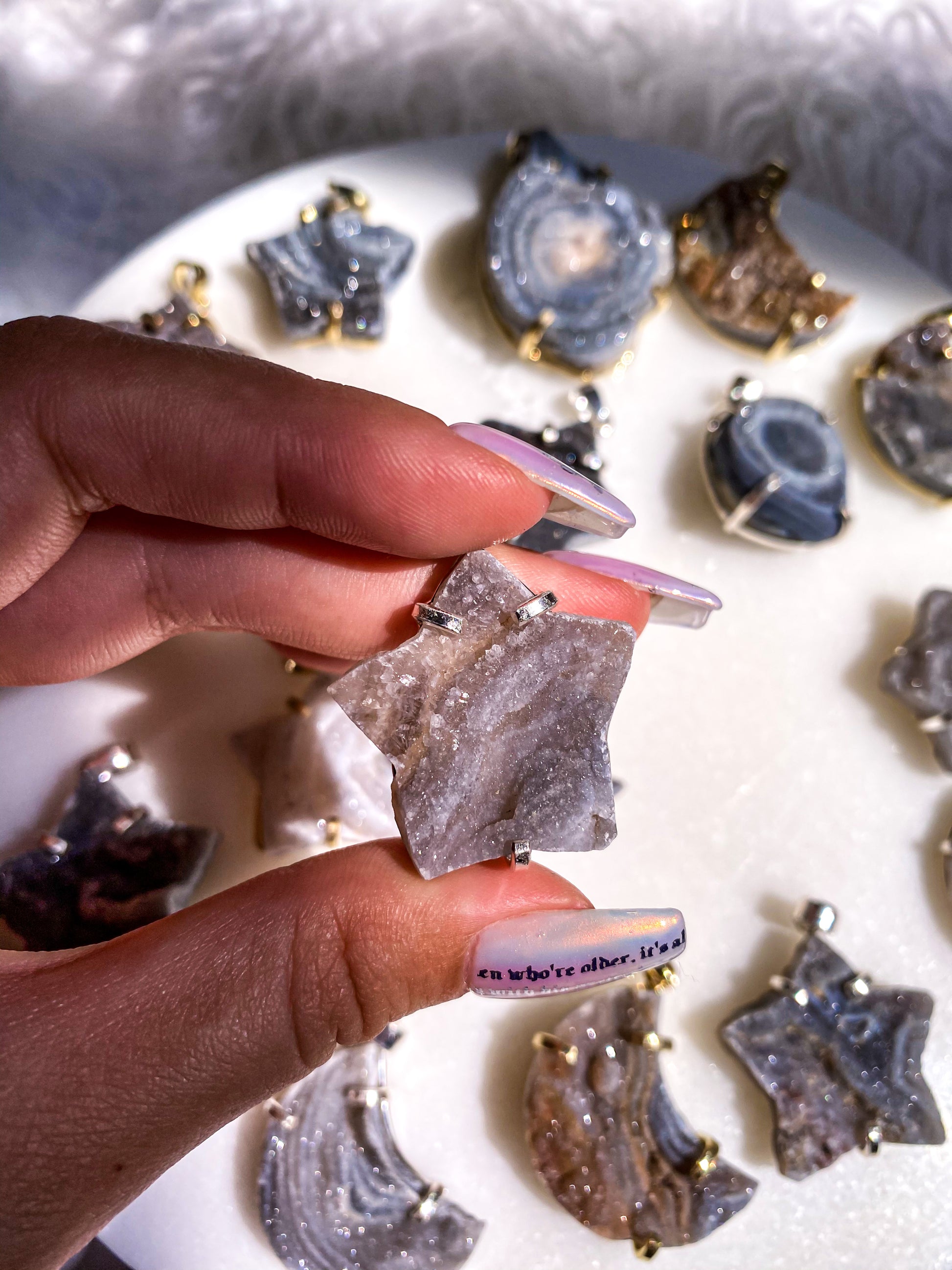 Druzy Chalcedony Pendants/Keychains