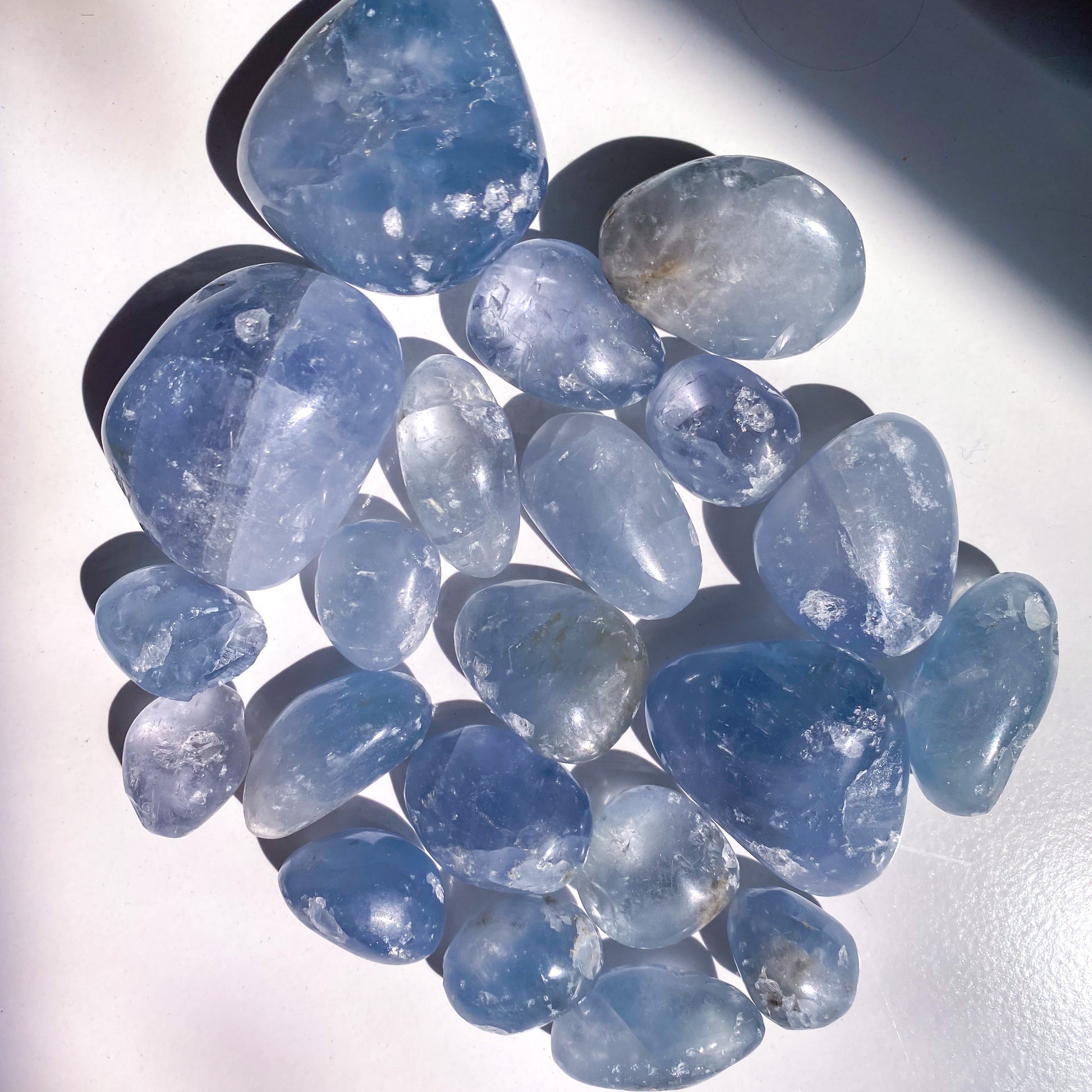 Celestite Tumbles - Gemmy and Flashy Pocket Pieces for Crystal Gridding